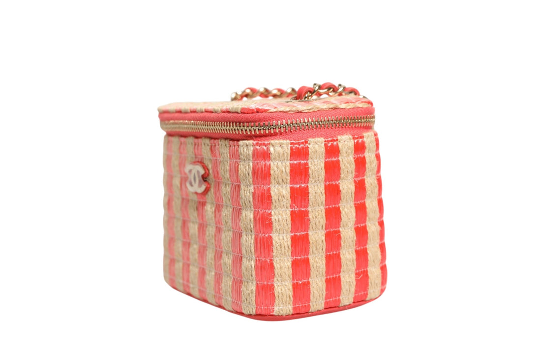 Chanel Raffia Jute Striped Mini Vanity Case - RIMODA