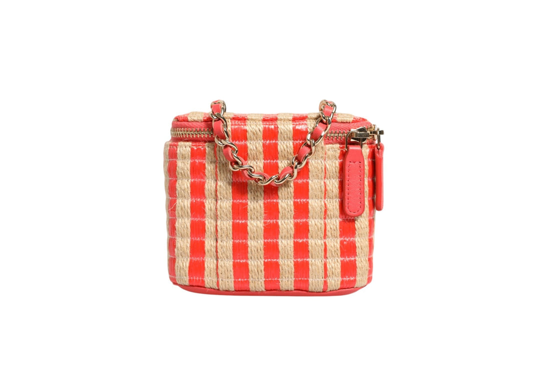 Chanel Raffia Jute Striped Mini Vanity Case - RIMODA
