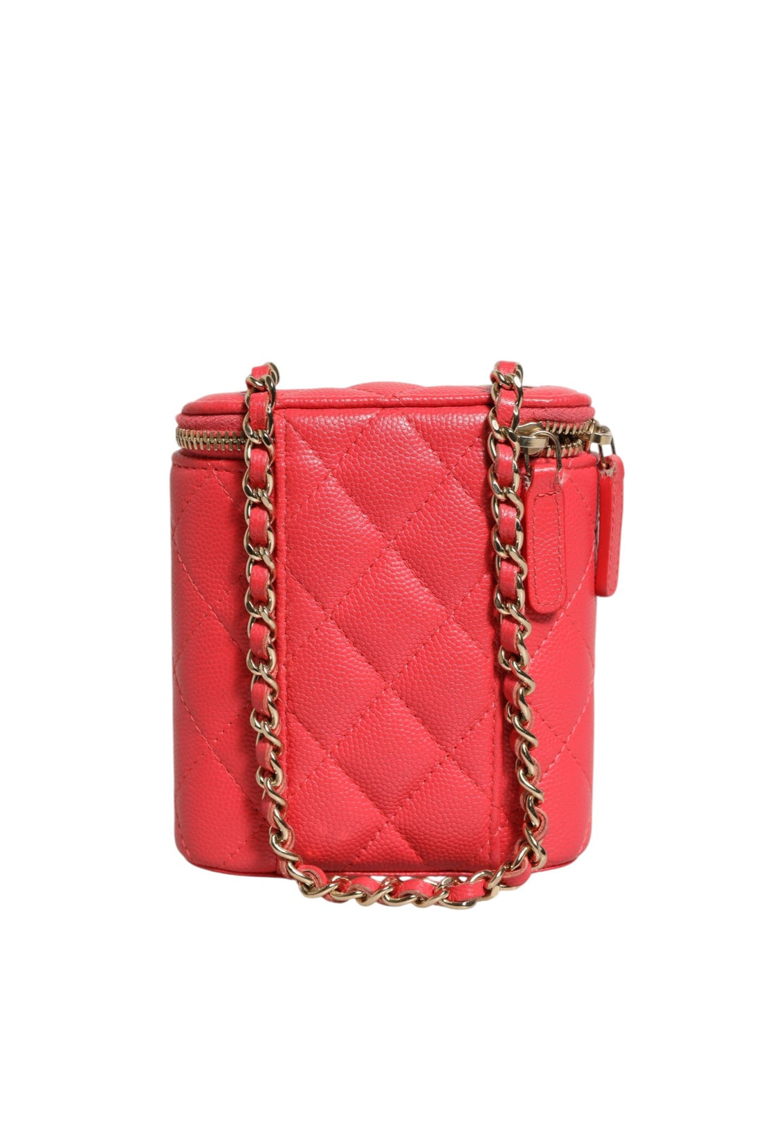 Chanel Red Caviar Quilted Small Vertical Coco Beauty Vanity Case with Chain - RIMODA