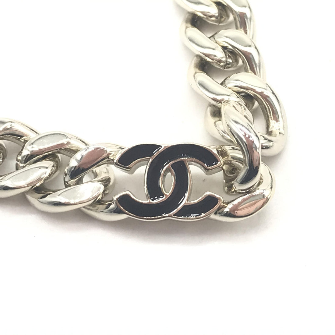 Chanel Silver Tone Curb Chain Link Necklace - RIMODA