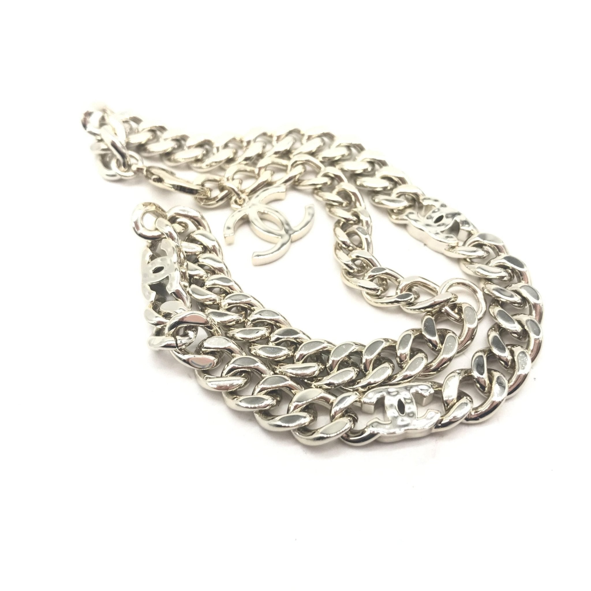 Chanel Silver Tone Curb Chain Link Necklace - RIMODA