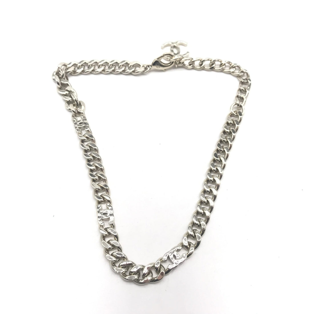 Chanel Silver Tone Curb Chain Link Necklace - RIMODA
