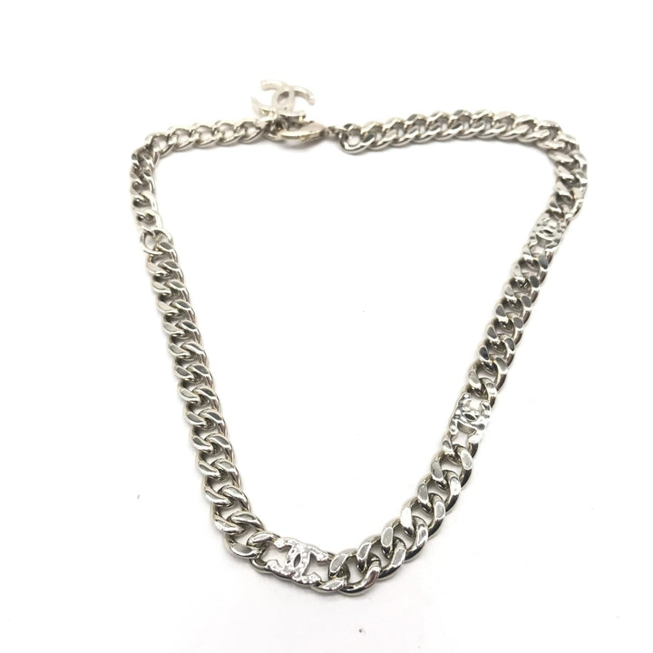 Chanel Silver Tone Curb Chain Link Necklace - RIMODA