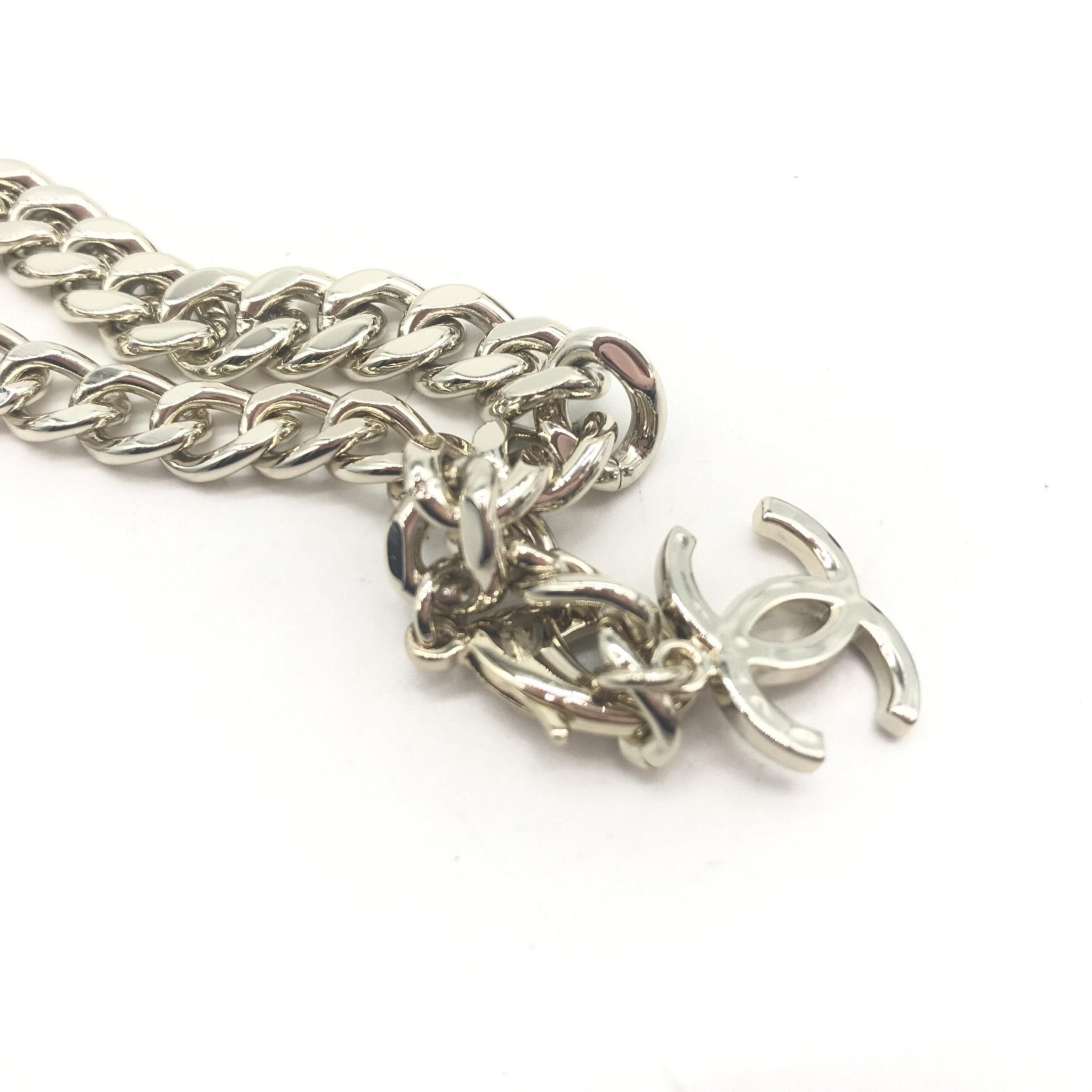 Chanel Silver Tone Curb Chain Link Necklace - RIMODA