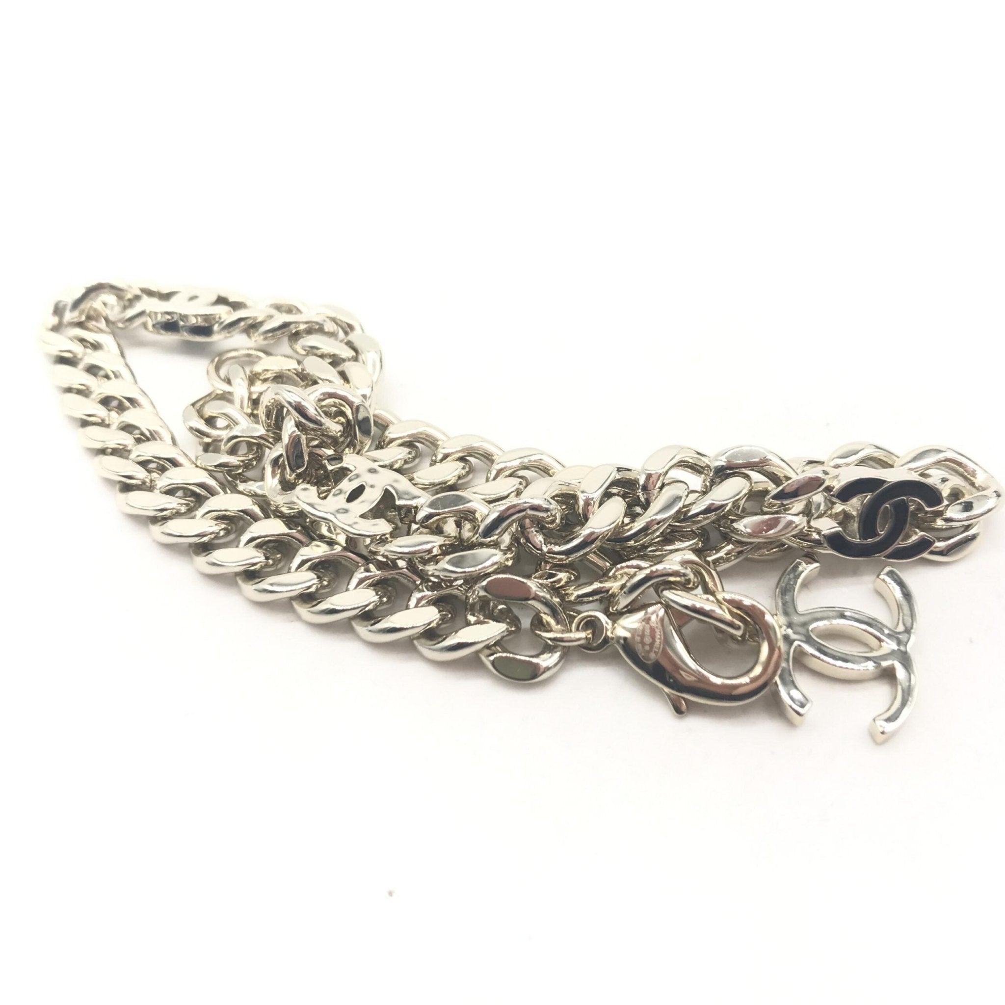 Chanel Silver Tone Curb Chain Link Necklace - RIMODA