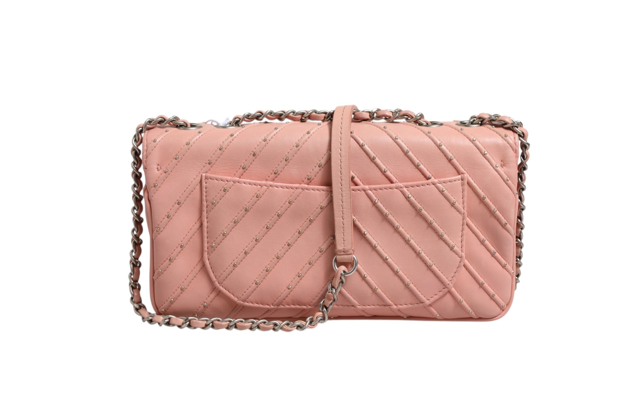 Chanel Small Classic Double Flap Bag Light Pink Chevron - RIMODA