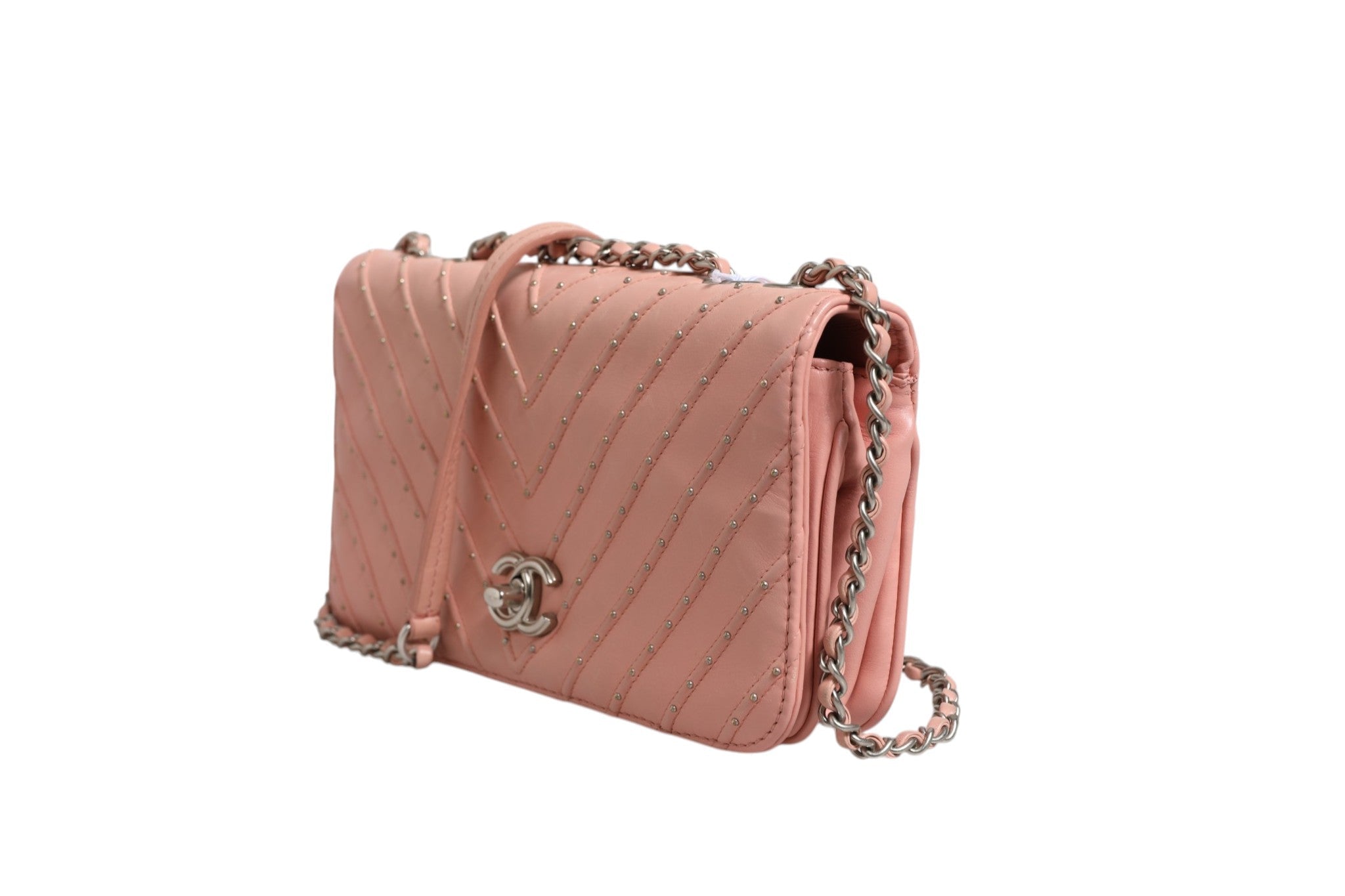 Chanel Small Classic Double Flap Bag Light Pink Chevron - RIMODA