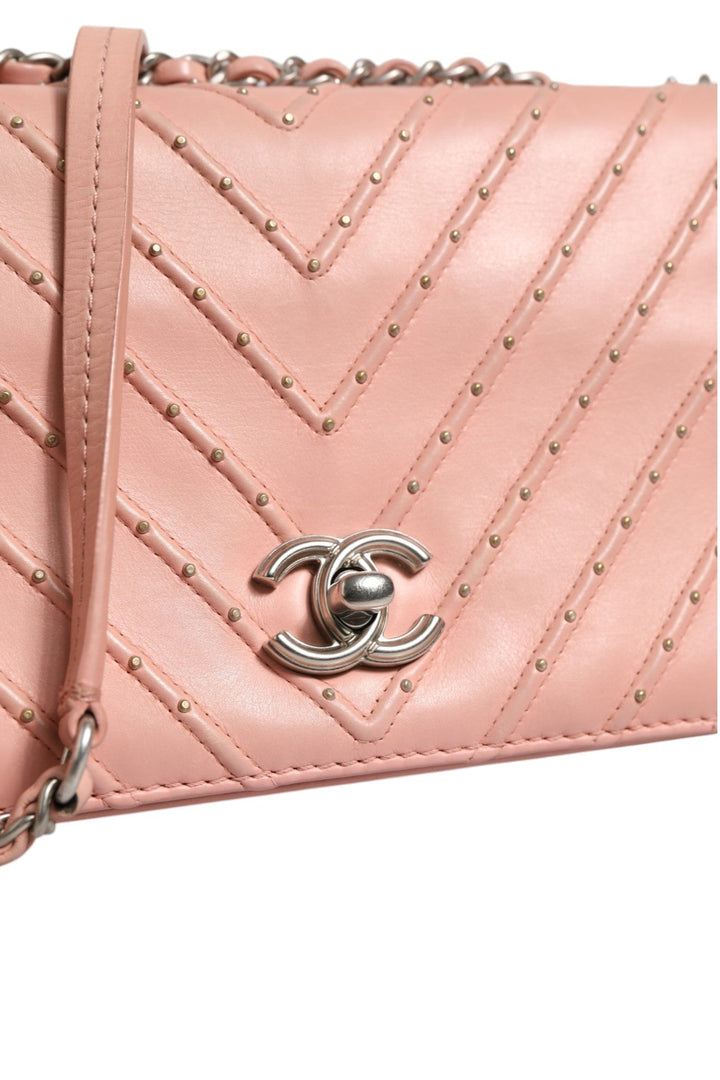 Chanel Small Classic Double Flap Bag Light Pink Chevron - RIMODA