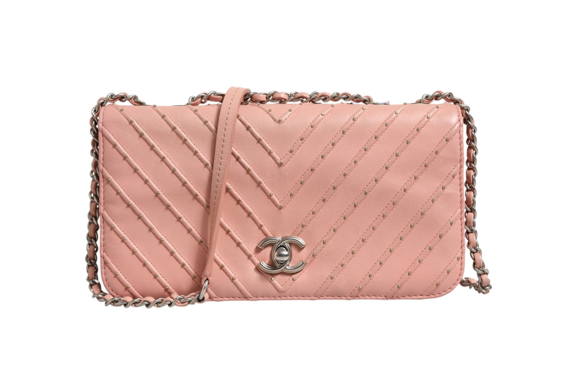 Chanel Small Classic Double Flap Bag Light Pink Chevron - RIMODA