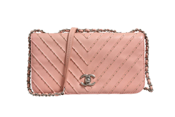 Chanel Small Classic Double Flap Bag Light Pink Chevron - RIMODA