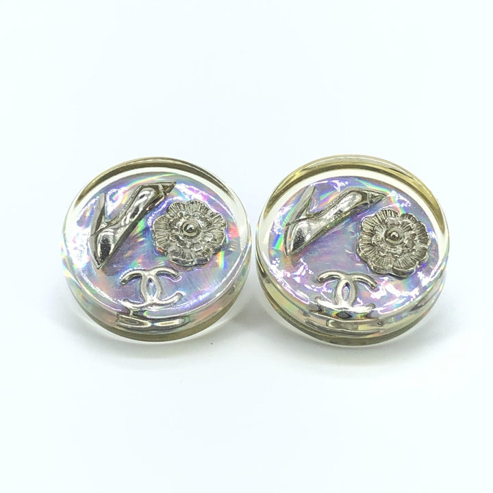 Chanel Vintage Holographic Logo Clip-On Earrings - RIMODA