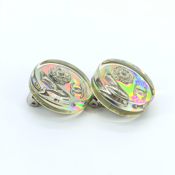 Chanel Vintage Holographic Logo Clip-On Earrings - RIMODA