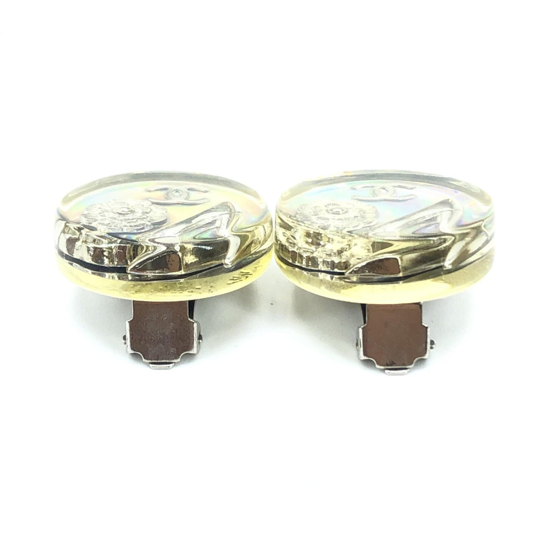 Chanel Vintage Holographic Logo Clip-On Earrings - RIMODA