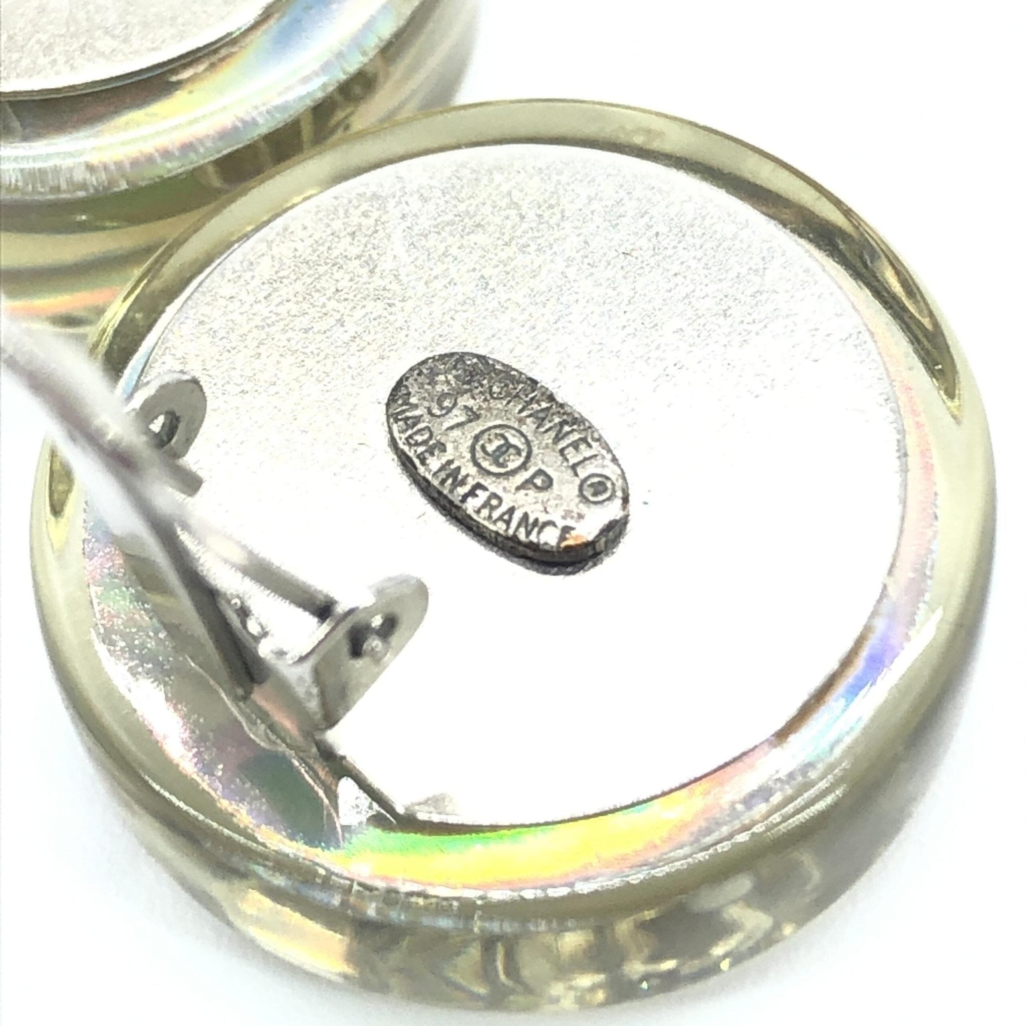 Chanel Vintage Holographic Logo Clip-On Earrings - RIMODA