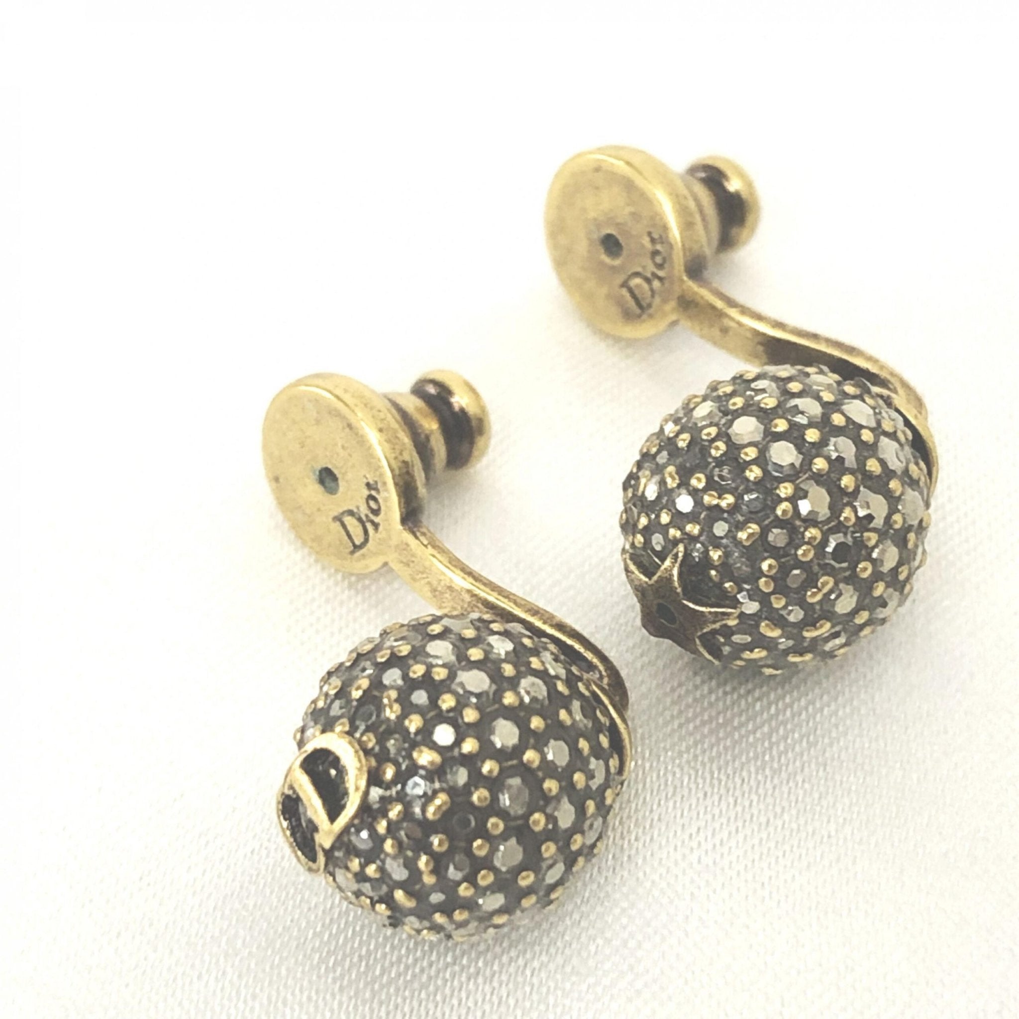 Christian Dior Crystal Embellished Metal Bee Earrings - RIMODA