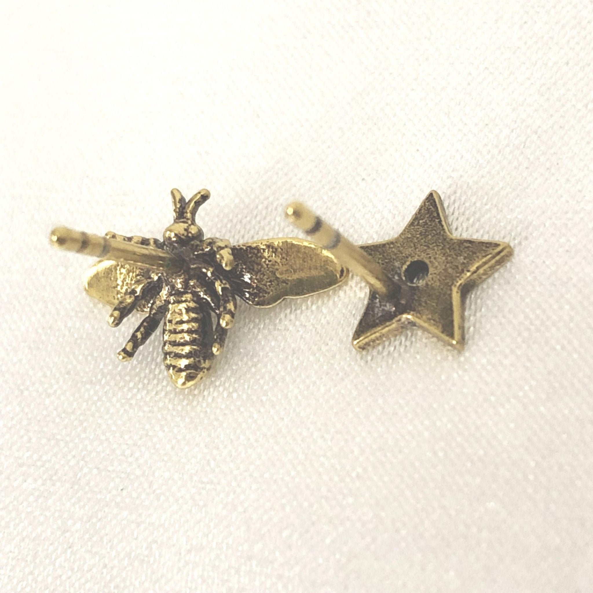 Christian Dior Crystal Embellished Metal Bee Earrings - RIMODA