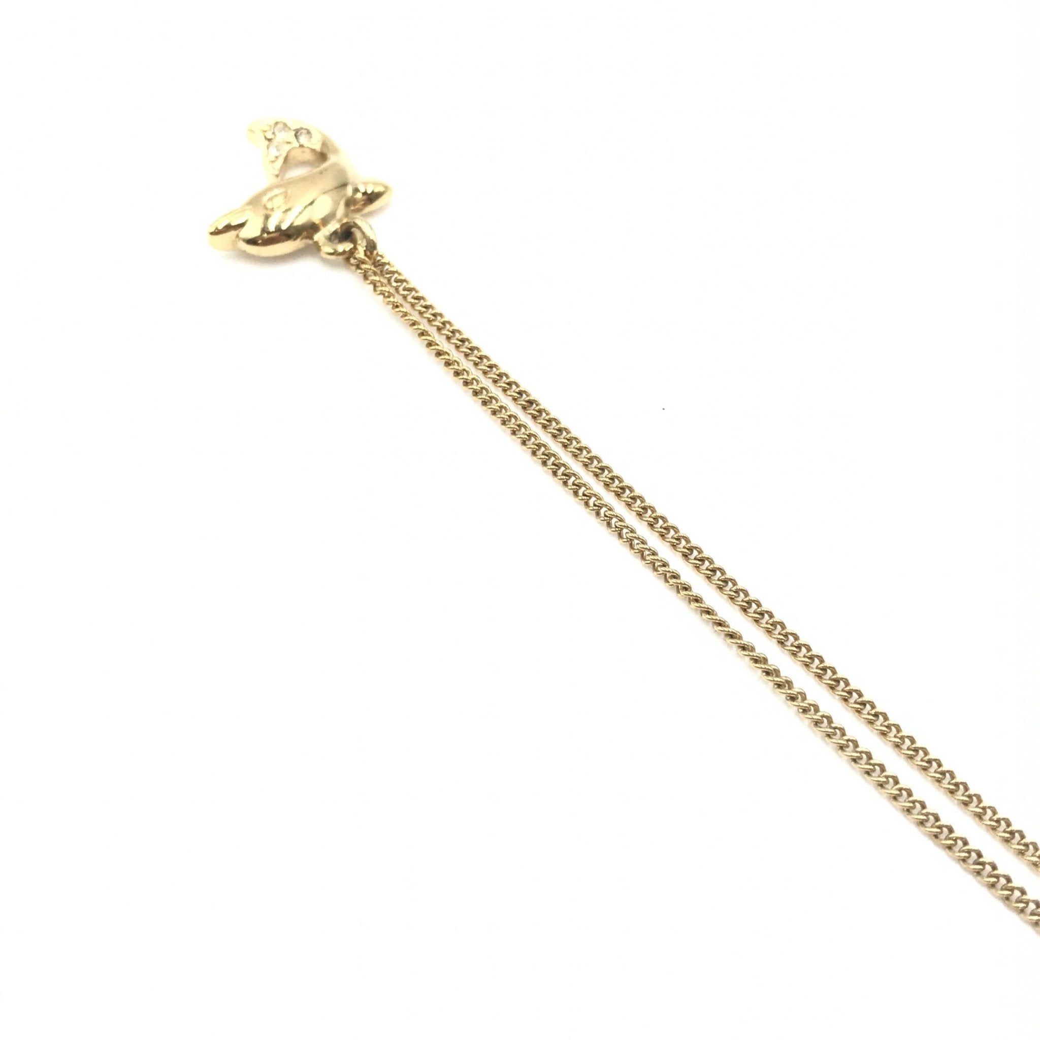 Christian Dior Dolphin Motif Rhinestone Gold Plated Necklace - RIMODA