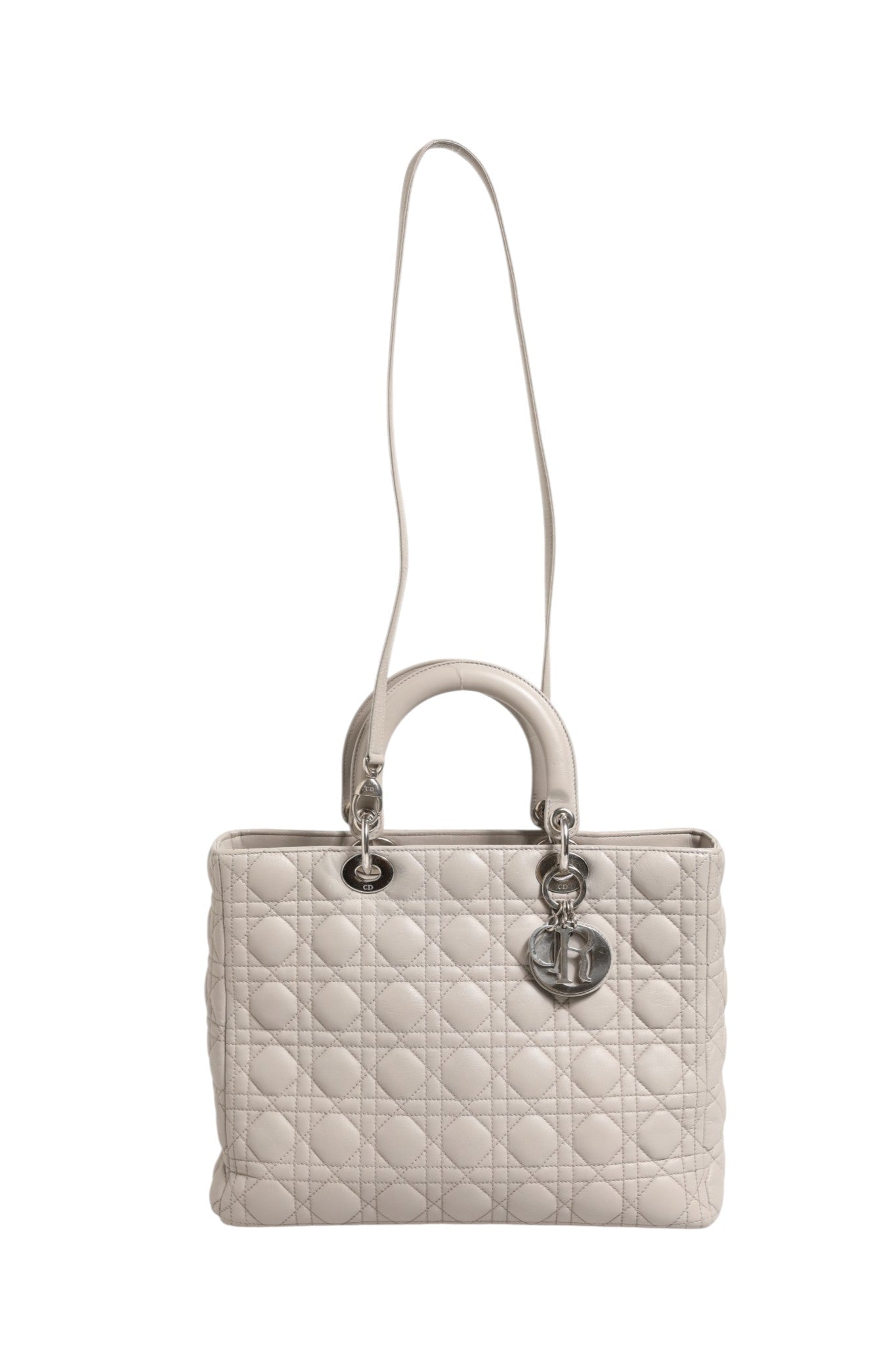 Christian Dior Lady Dior Large Grey Cannage Lambskin Bag - RIMODA