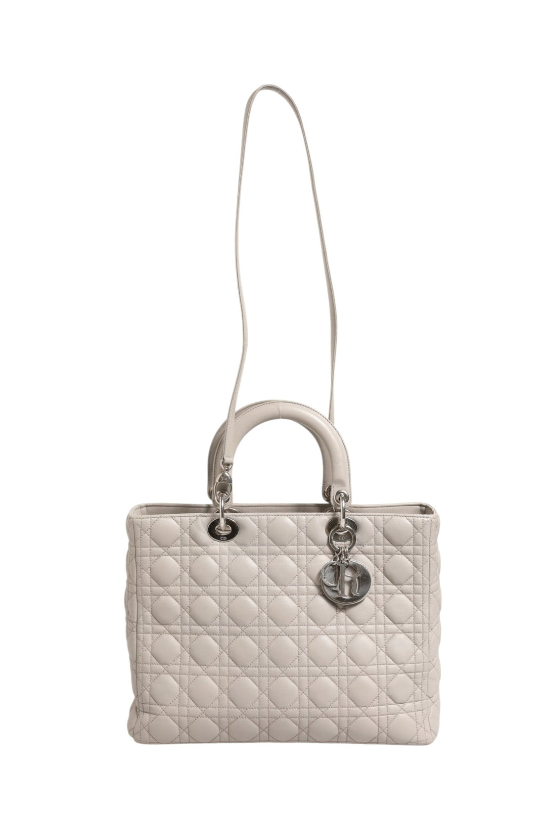 Christian Dior Lady Dior Large Grey Cannage Lambskin Bag - RIMODA