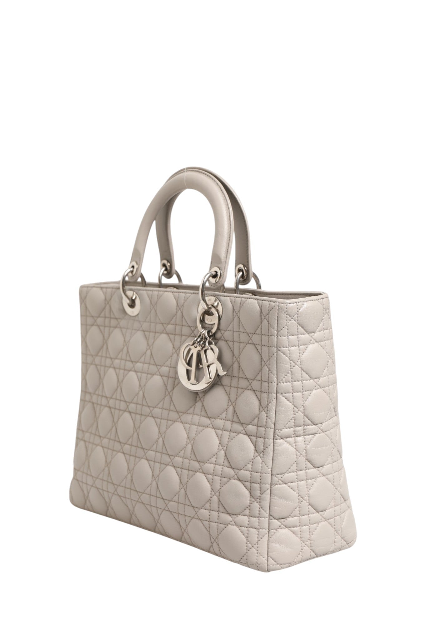 Christian Dior Lady Dior Large Grey Cannage Lambskin Bag - RIMODA