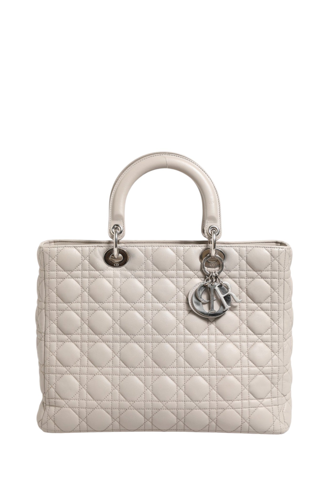 Christian Dior Lady Dior Large Grey Cannage Lambskin Bag - RIMODA