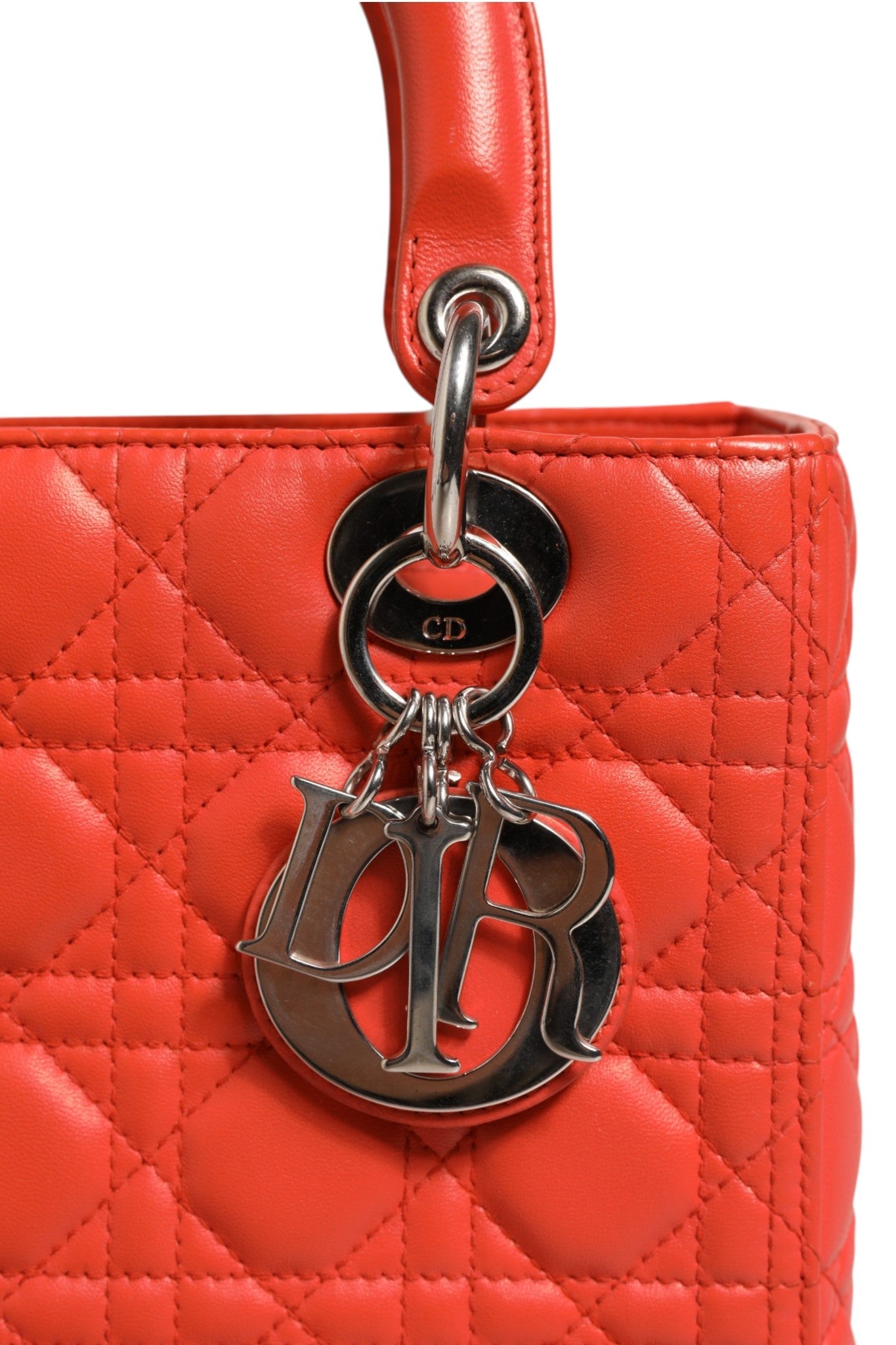 Christian Dior Orange Cannage Lambskin Leather Lady Dior Bag - RIMODA