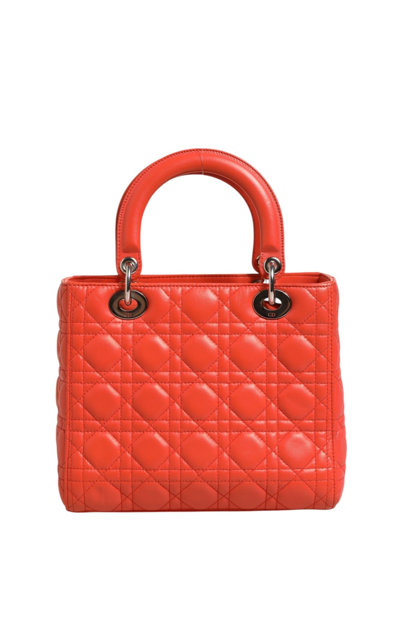 Christian Dior Orange Cannage Lambskin Leather Lady Dior Bag - RIMODA