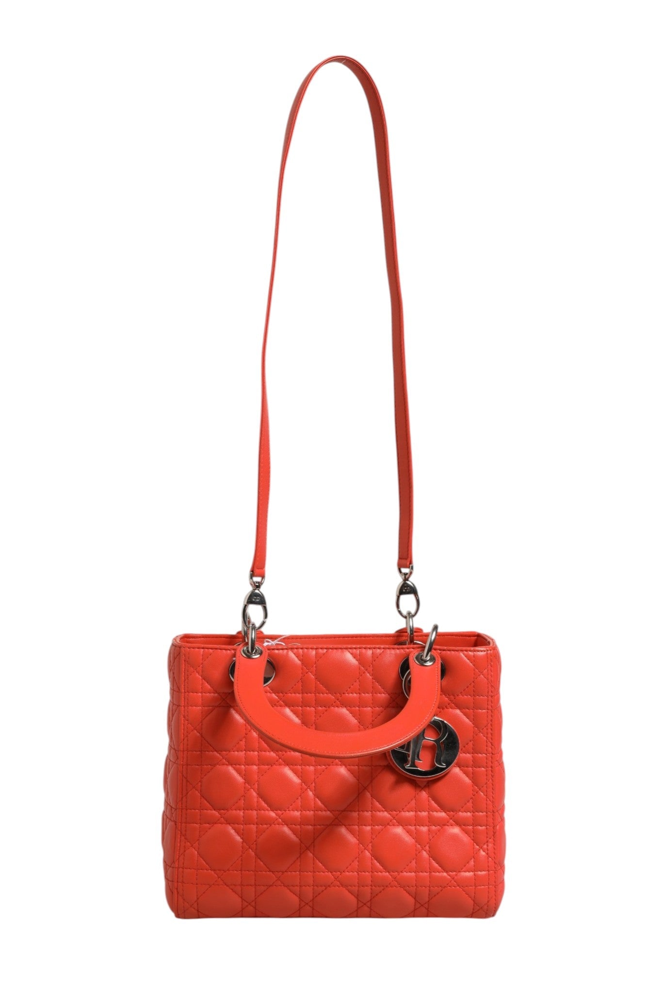 Christian Dior Orange Cannage Lambskin Leather Lady Dior Bag - RIMODA