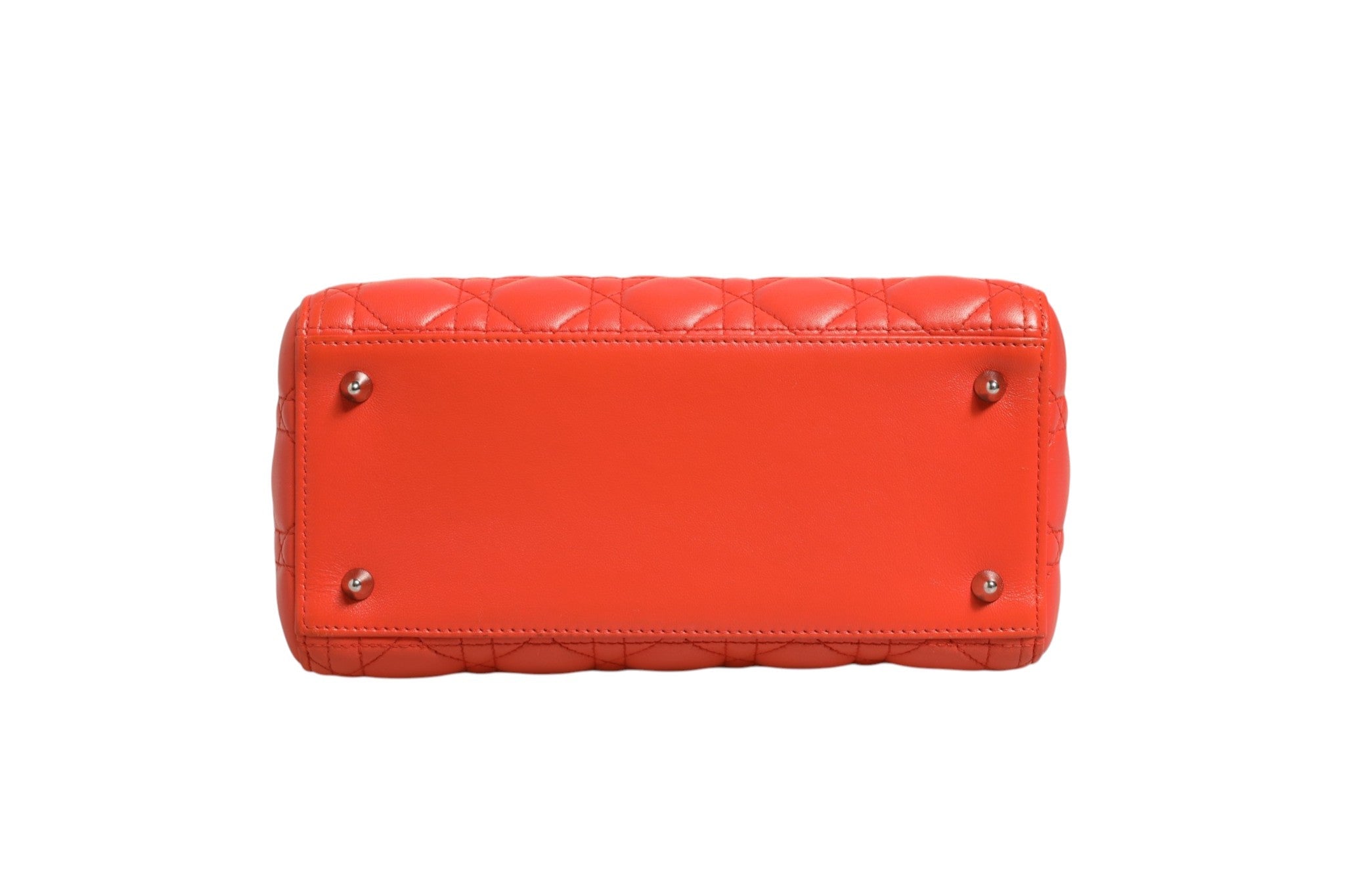 Christian Dior Orange Cannage Lambskin Leather Lady Dior Bag - RIMODA