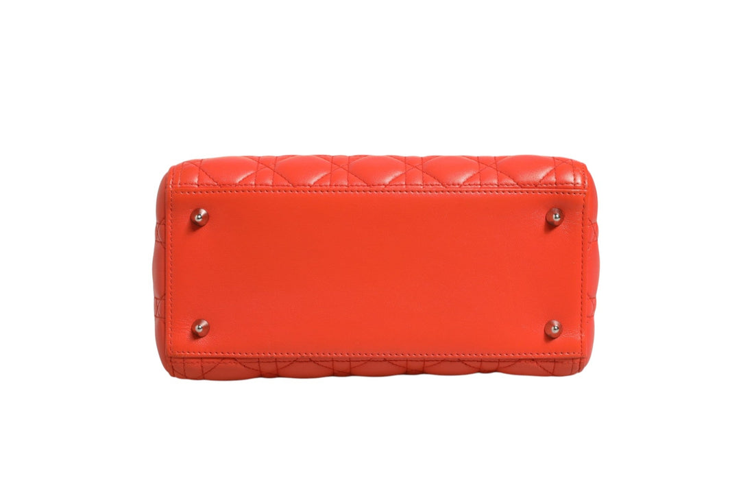 Christian Dior Orange Cannage Lambskin Leather Lady Dior Bag - RIMODA