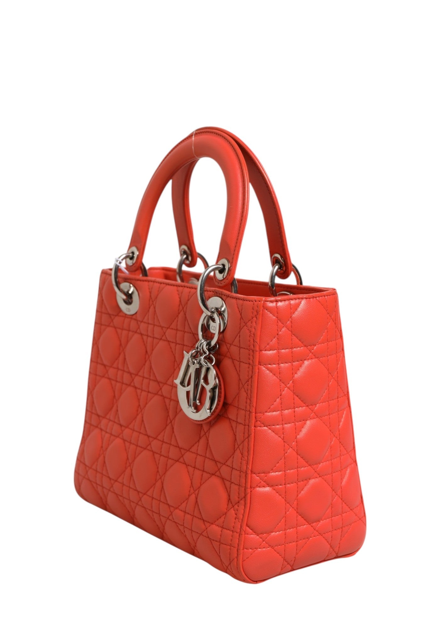 Christian Dior Orange Cannage Lambskin Leather Lady Dior Bag - RIMODA