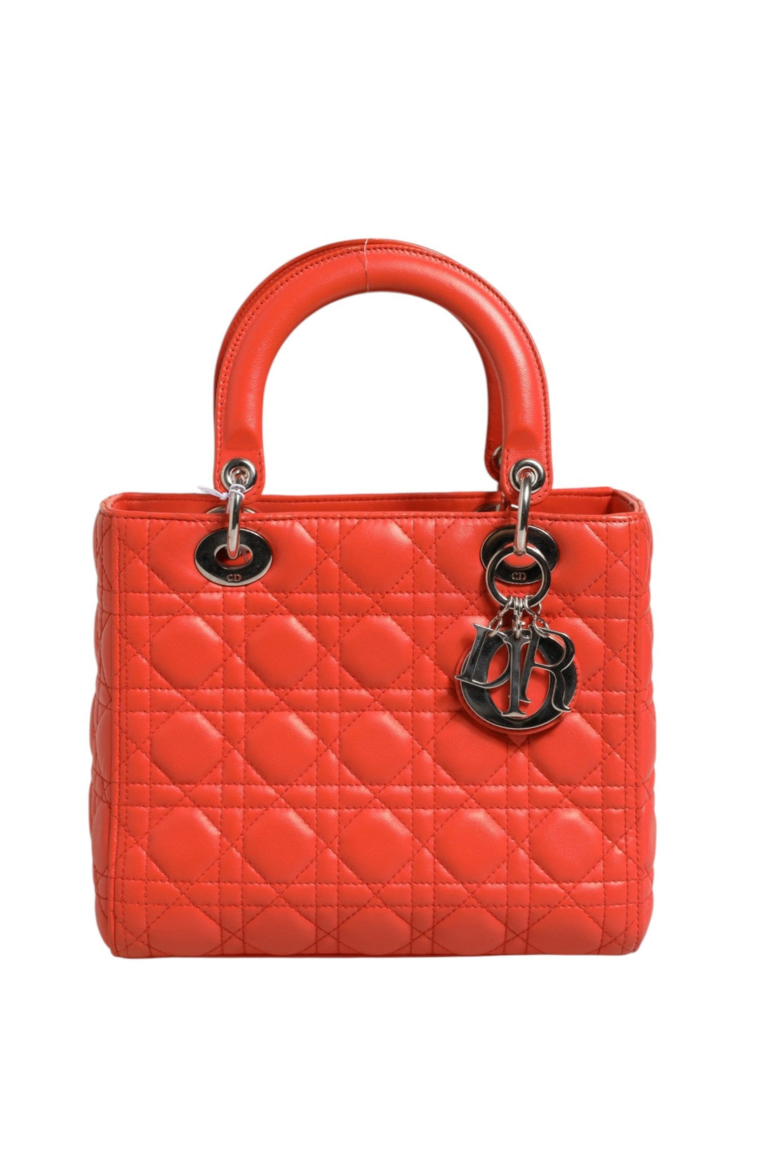 Christian Dior Orange Cannage Lambskin Leather Lady Dior Bag - RIMODA