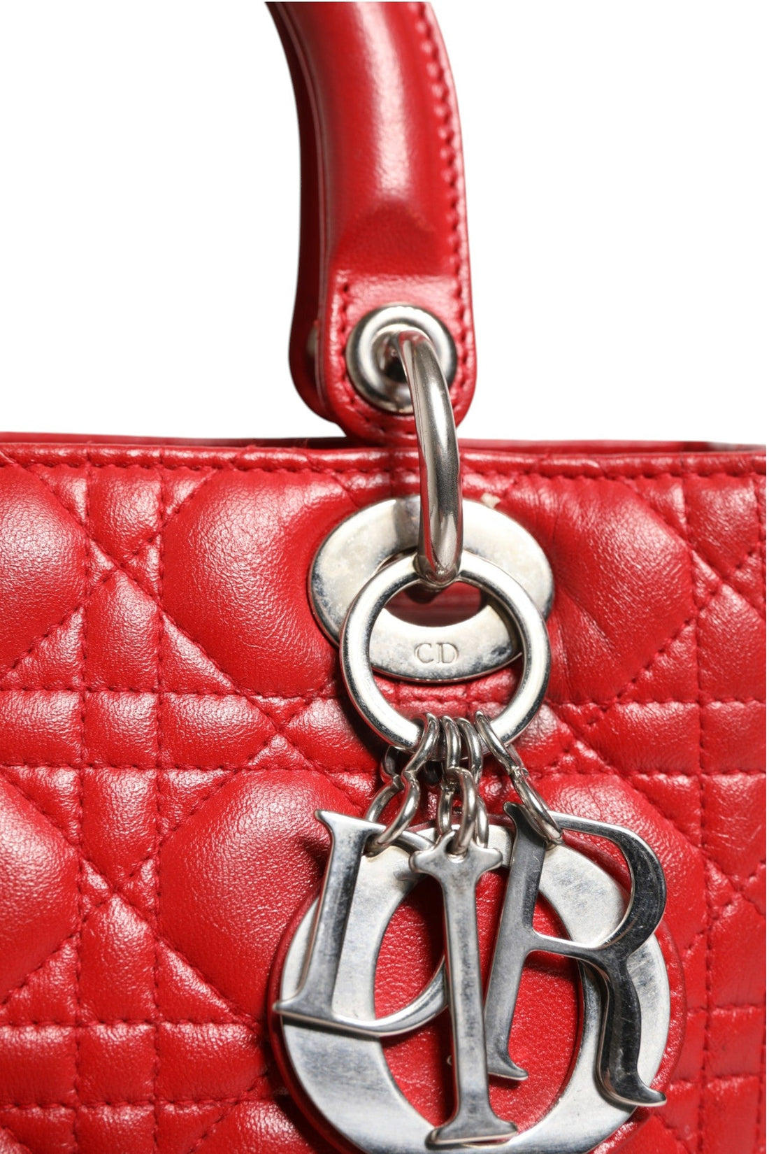 Christian Dior Red Cannage Lambskin Leather Lady Dior Bag - RIMODA