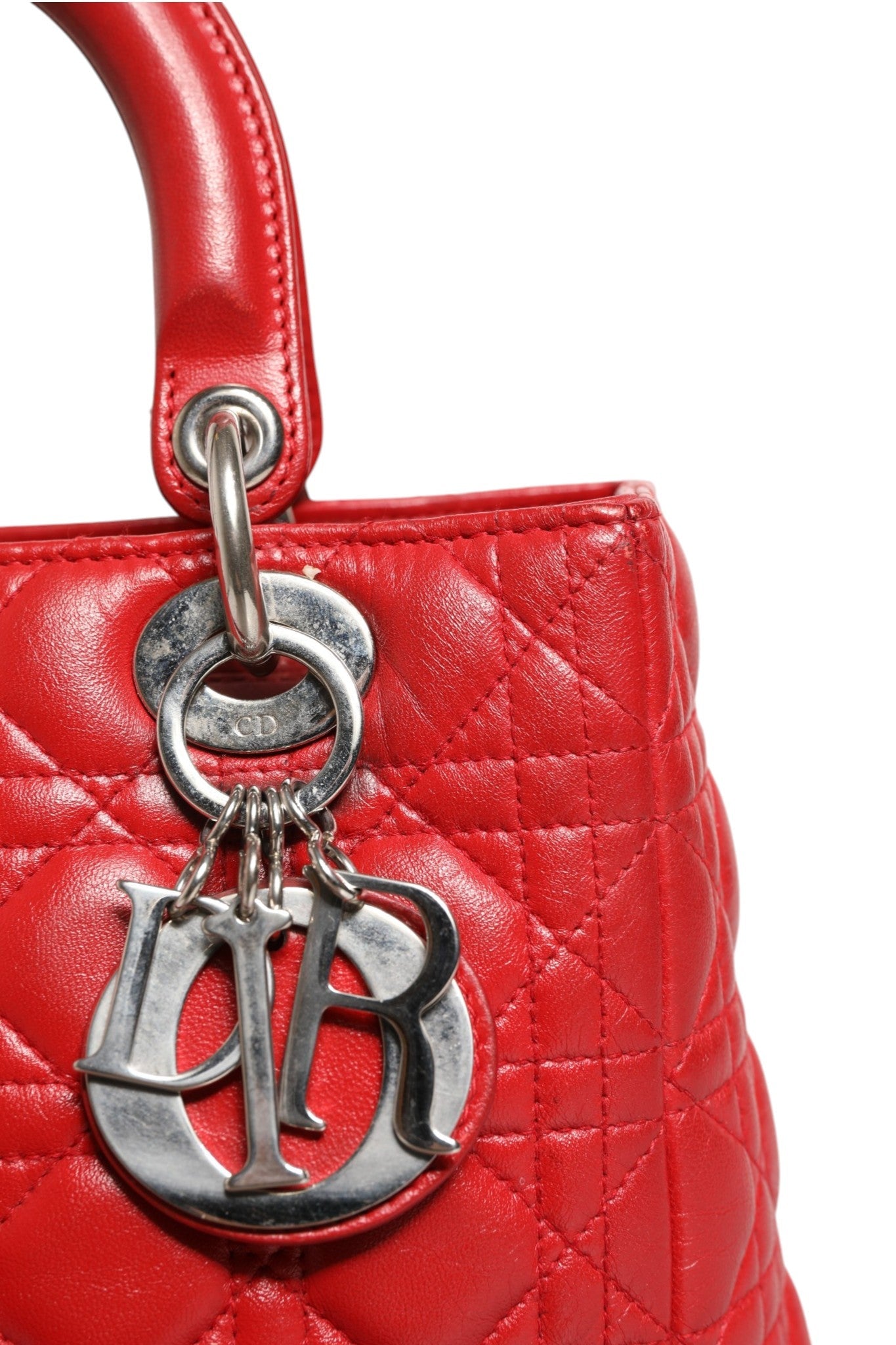 Christian Dior Red Cannage Lambskin Leather Lady Dior Bag - RIMODA