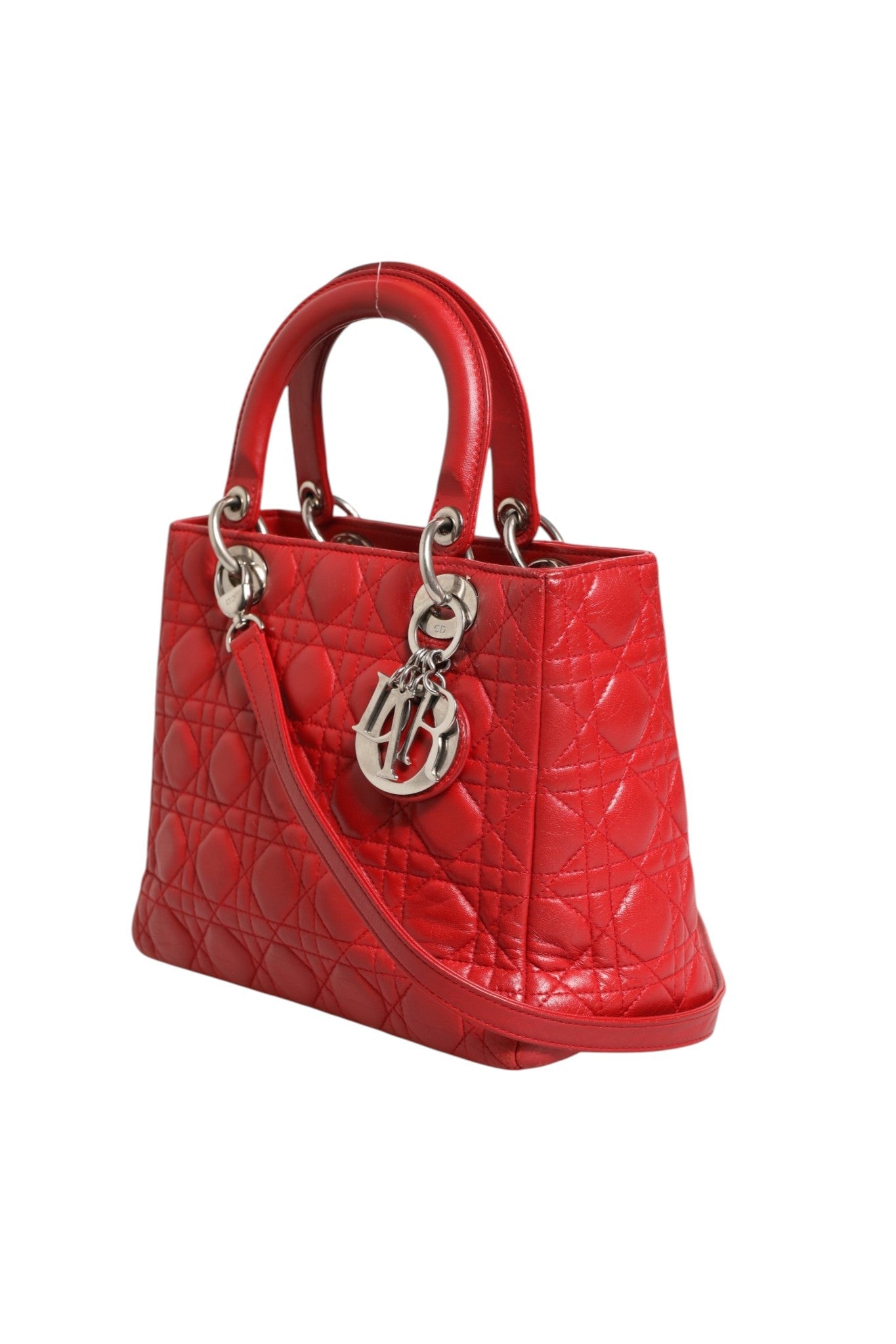 Christian Dior Red Cannage Lambskin Leather Lady Dior Bag - RIMODA