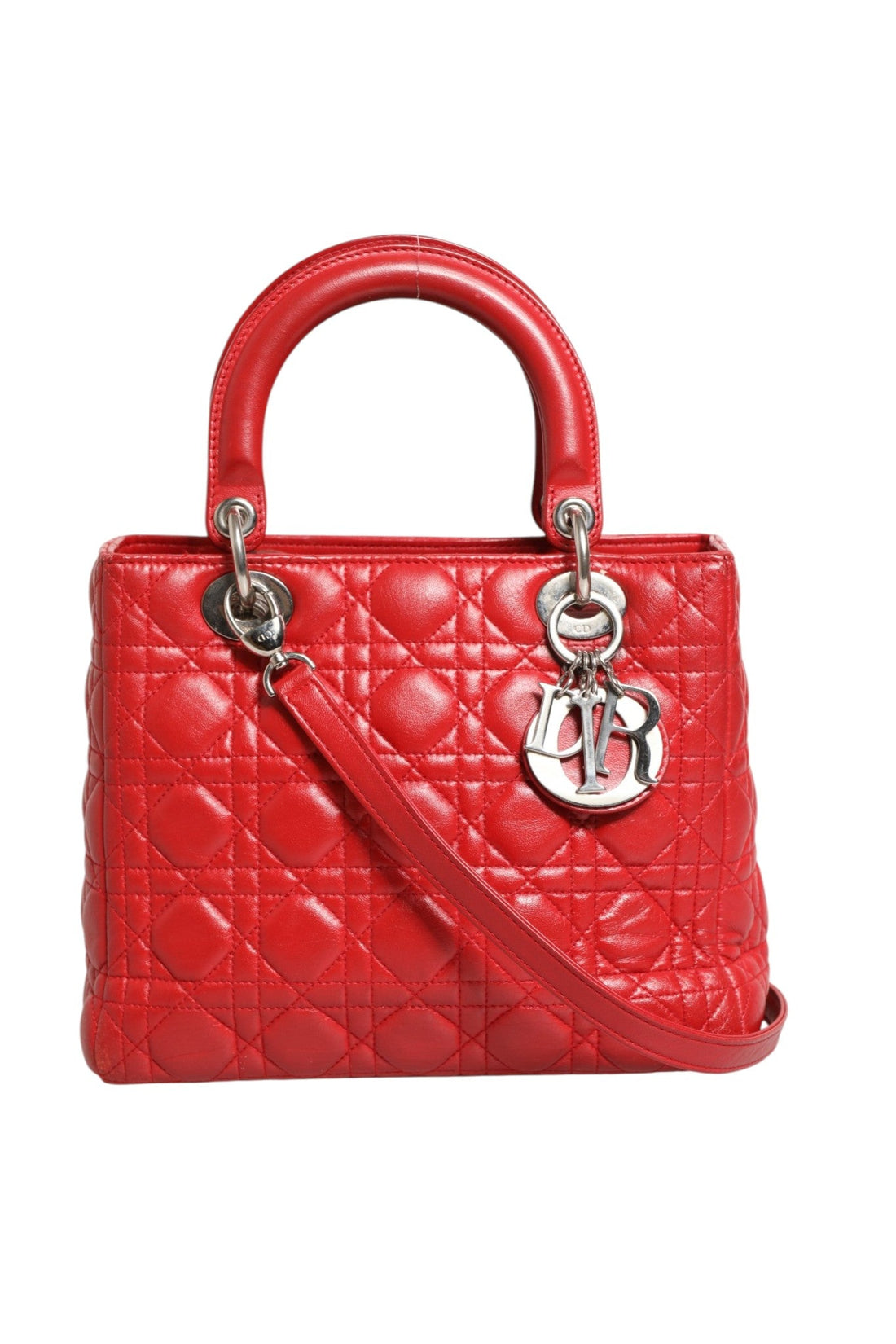 Christian Dior Red Cannage Lambskin Leather Lady Dior Bag - RIMODA