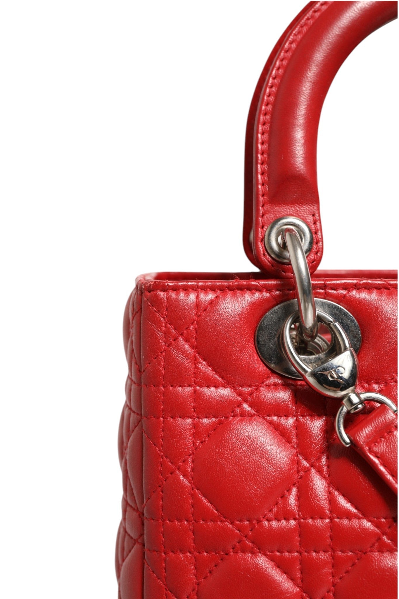 Christian Dior Red Cannage Lambskin Leather Lady Dior Bag - RIMODA