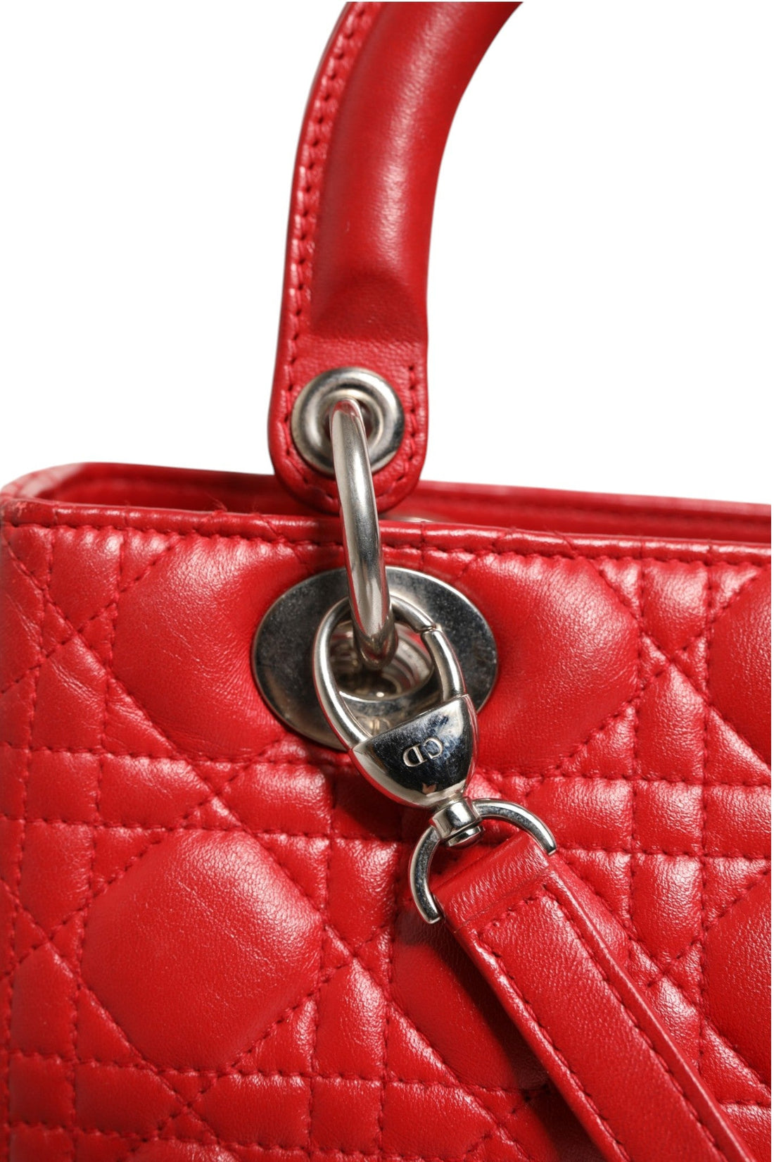 Christian Dior Red Cannage Lambskin Leather Lady Dior Bag - RIMODA