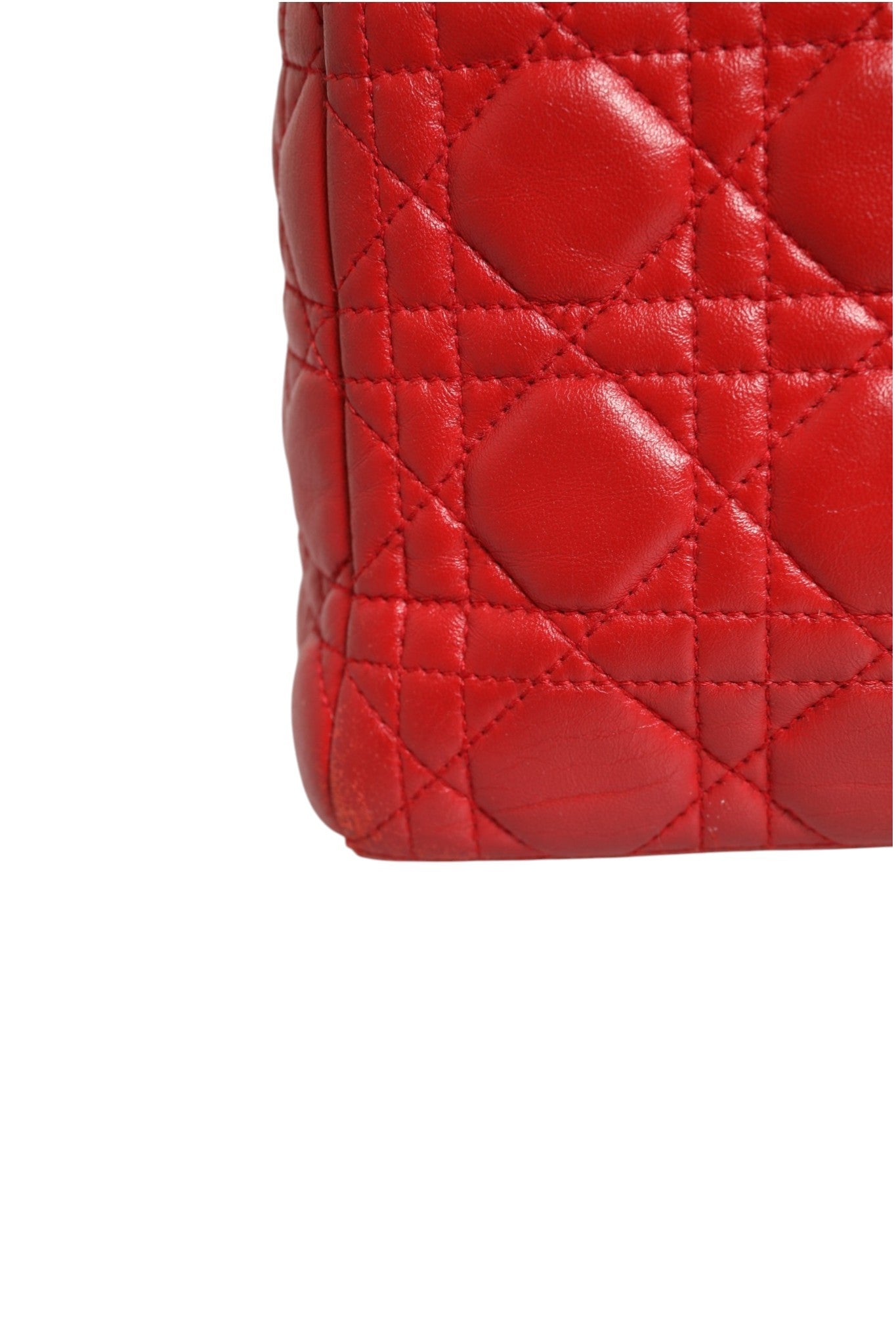 Christian Dior Red Cannage Lambskin Leather Lady Dior Bag - RIMODA