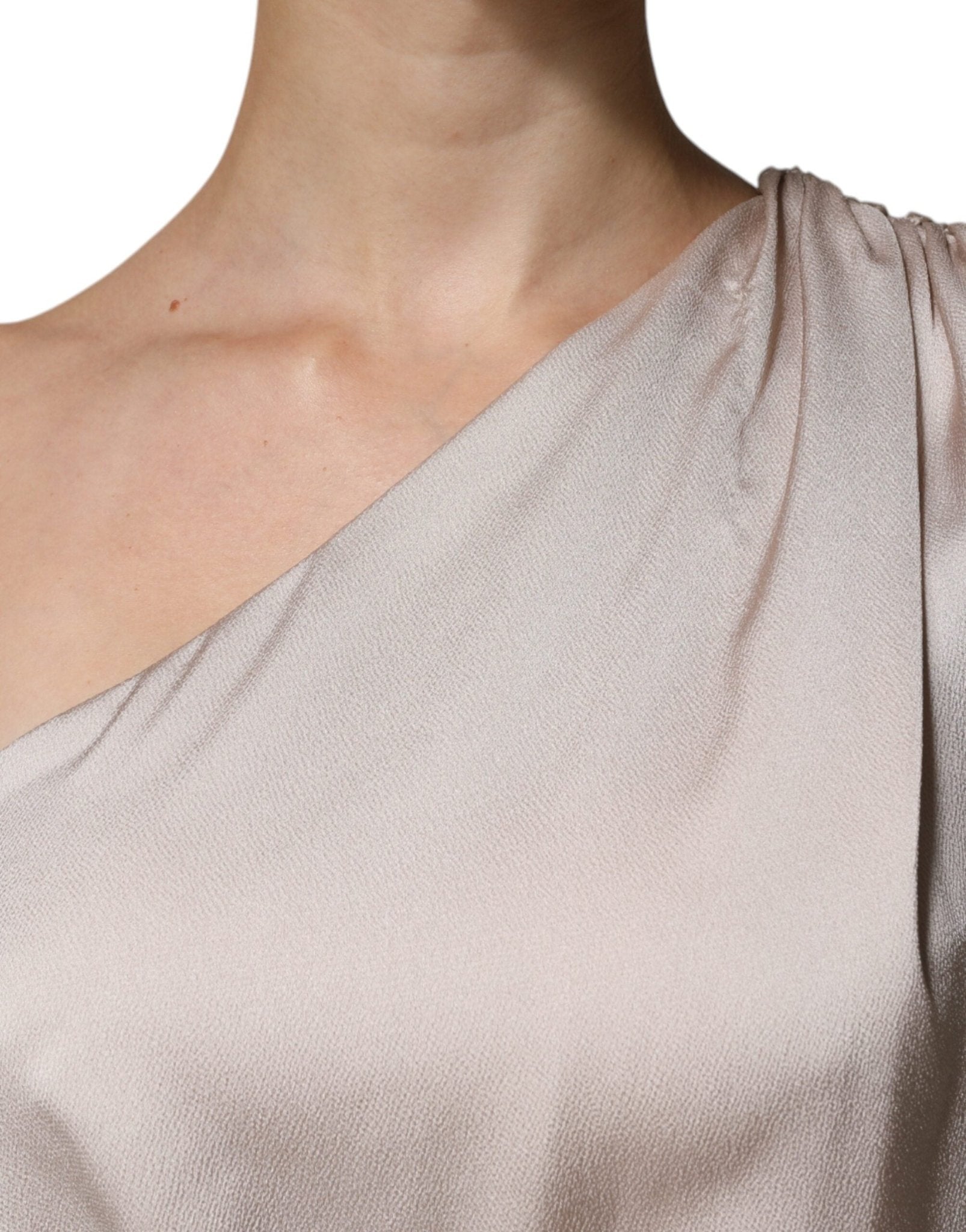 Christian Pellizzari Beige One Shoulder Asymmetric Drape Dress - RIMODA
