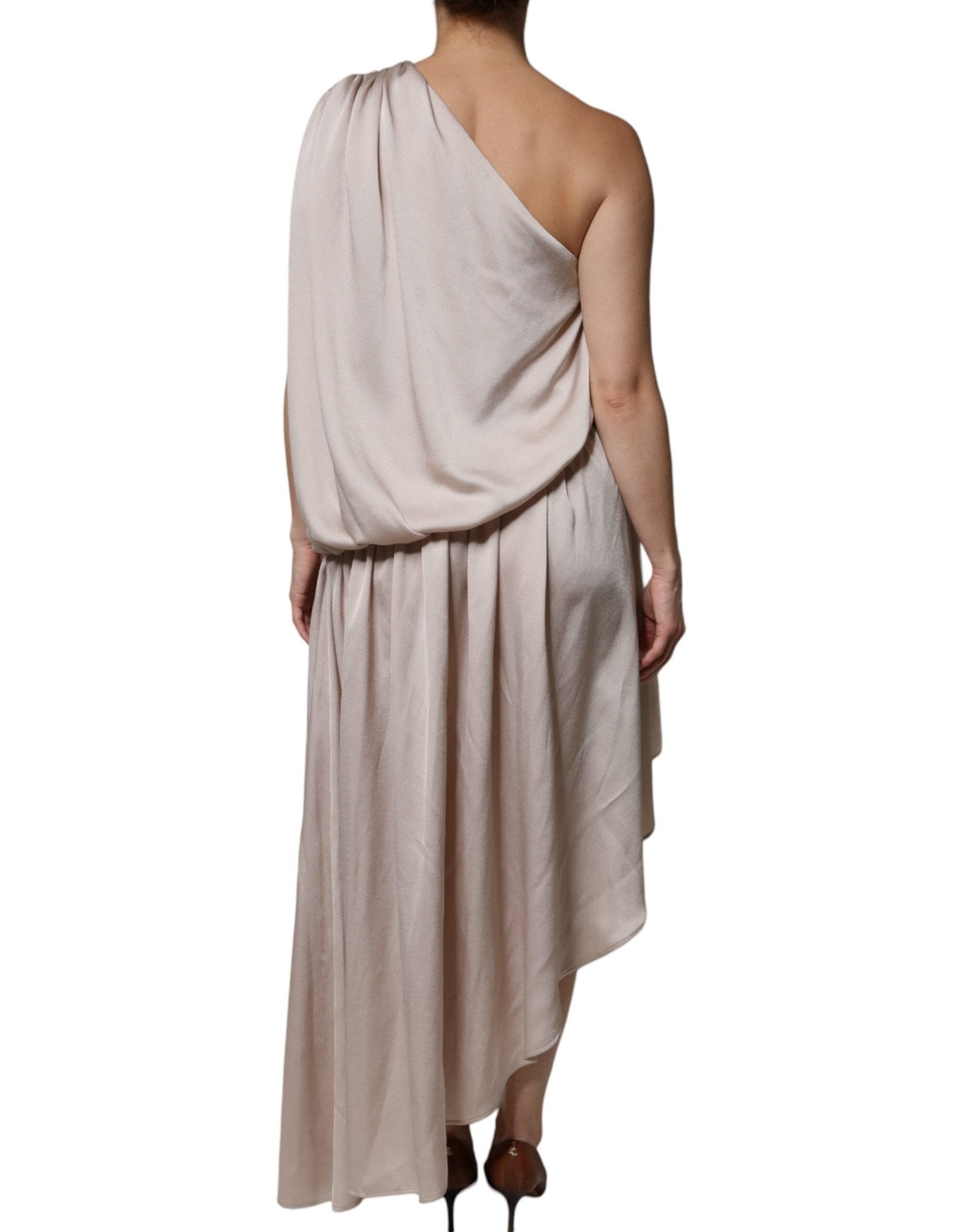 Christian Pellizzari Beige One Shoulder Asymmetric Drape Dress - RIMODA