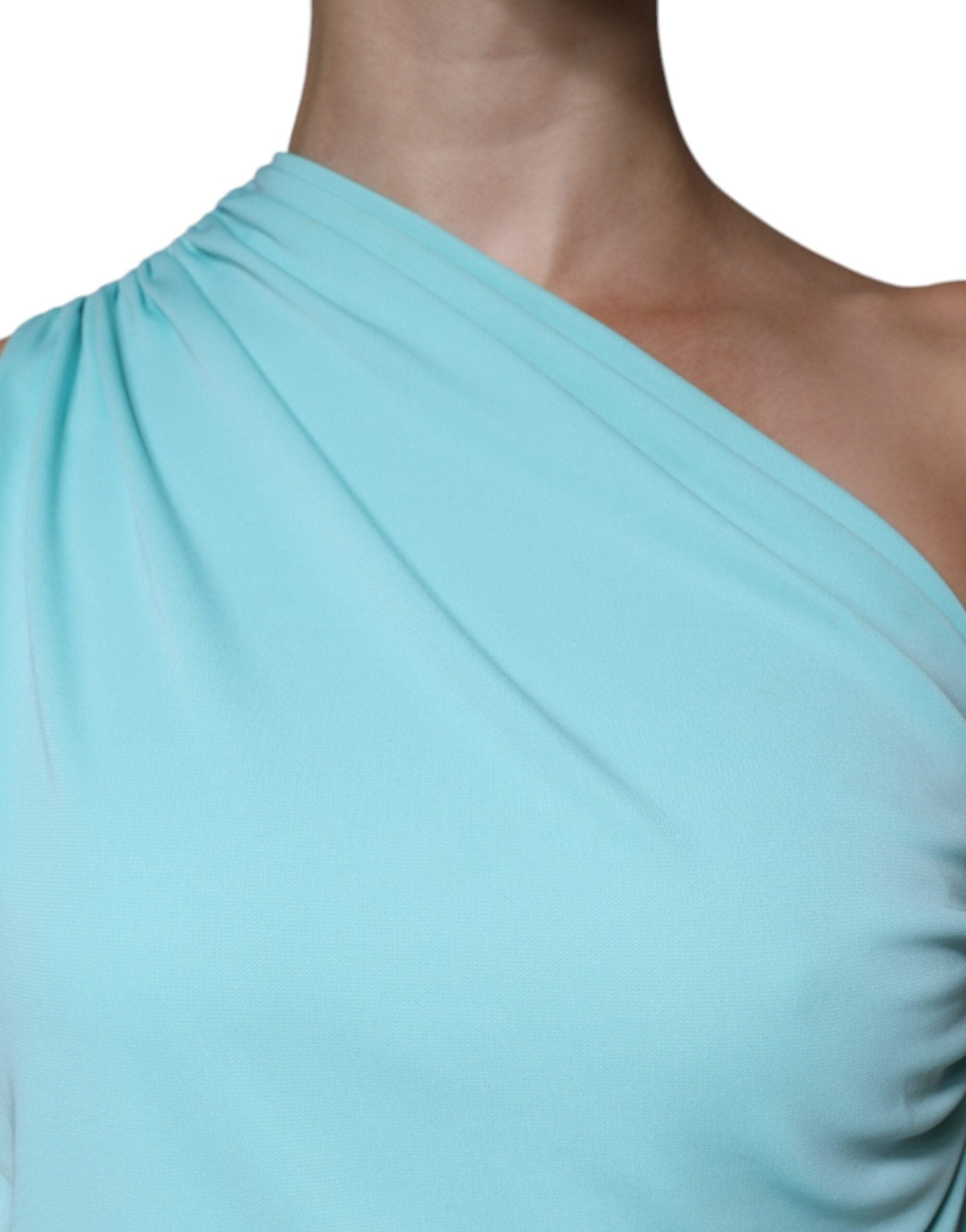 Christian Pellizzari Light Blue Jersey Long Drape One Shoulder Dress - RIMODA