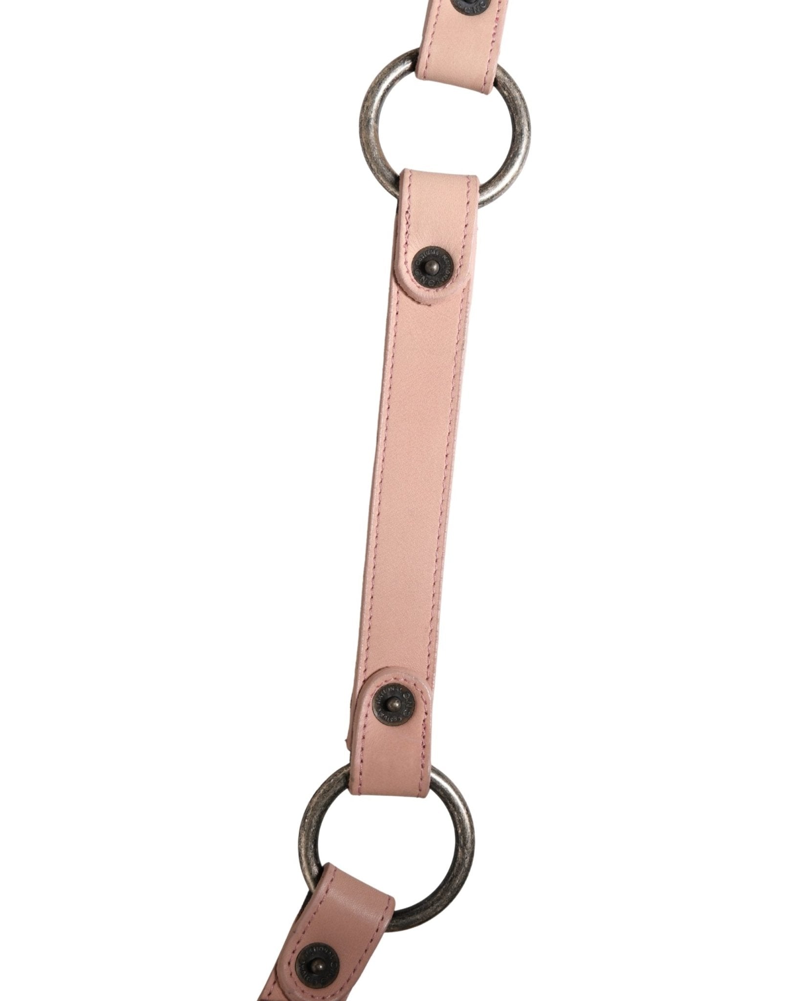 Costume National Light Pink Leather Wide Waist Round Buckle Belt - RIMODA