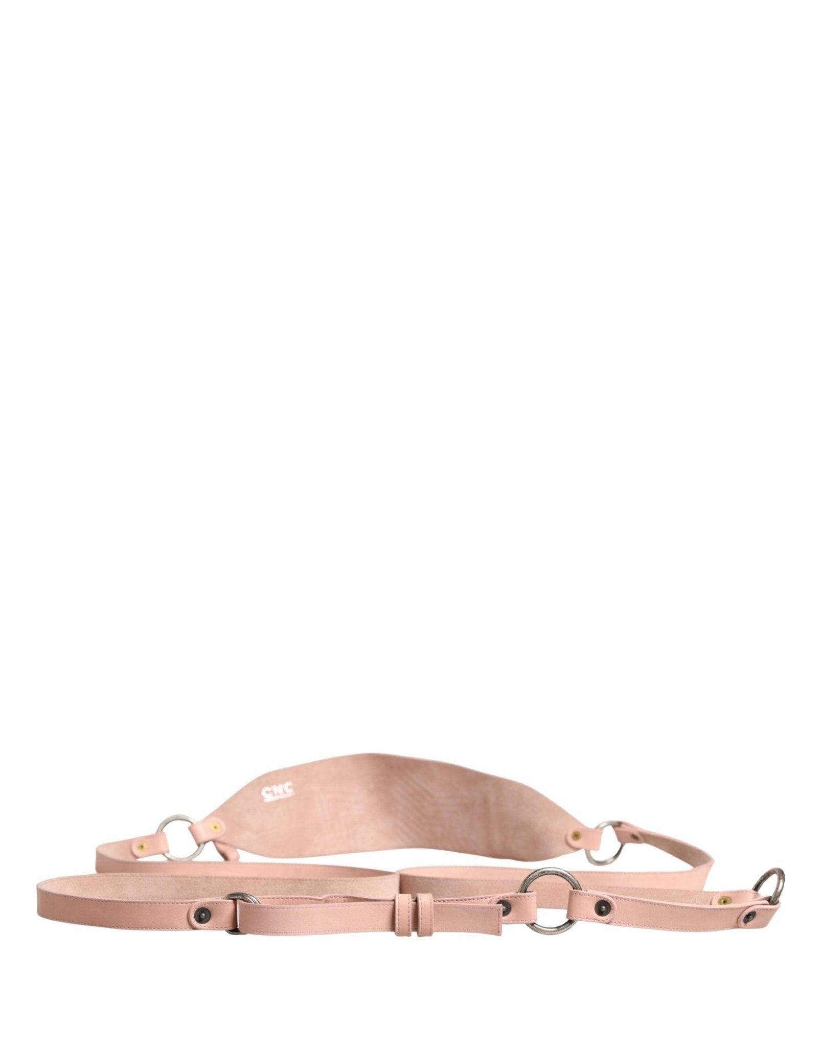Costume National Light Pink Leather Wide Waist Round Buckle Belt - RIMODA
