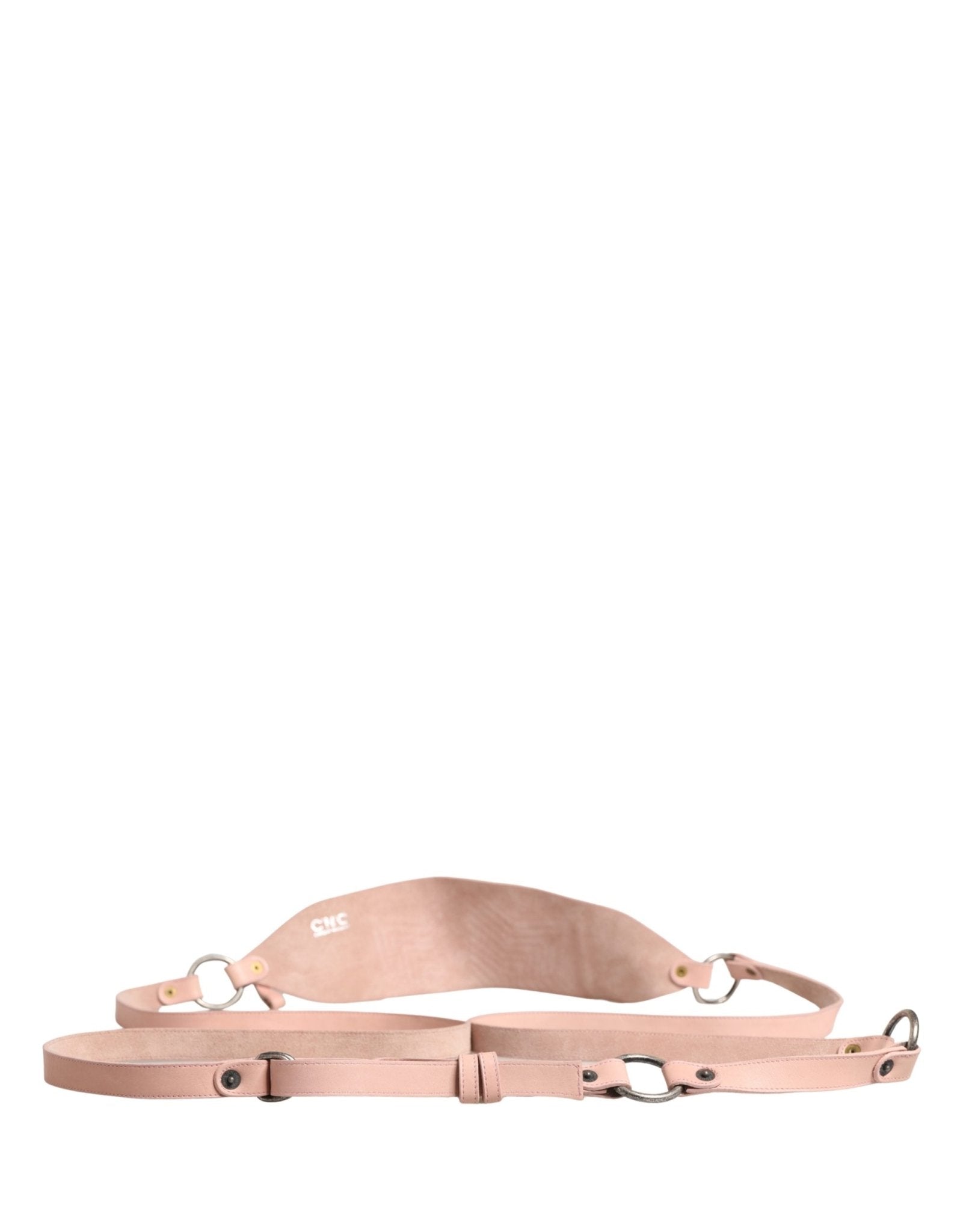 Costume National Light Pink Leather Wide Waist Round Buckle Belt - RIMODA