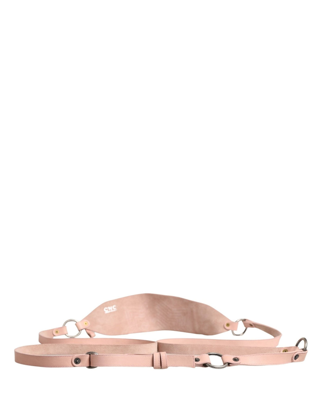 Costume National Light Pink Leather Wide Waist Round Buckle Belt - RIMODA
