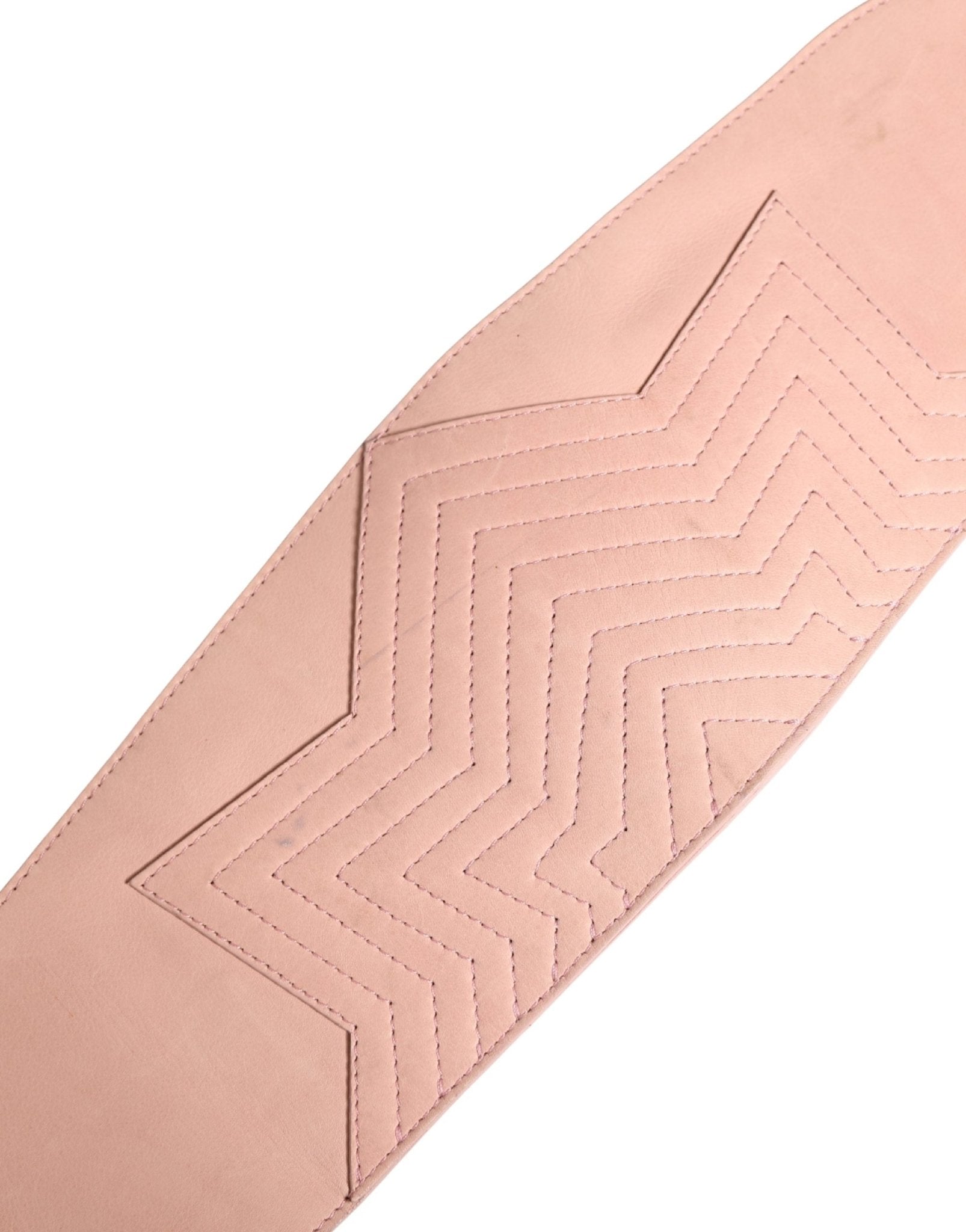 Costume National Light Pink Leather Wide Waist Round Buckle Belt - RIMODA