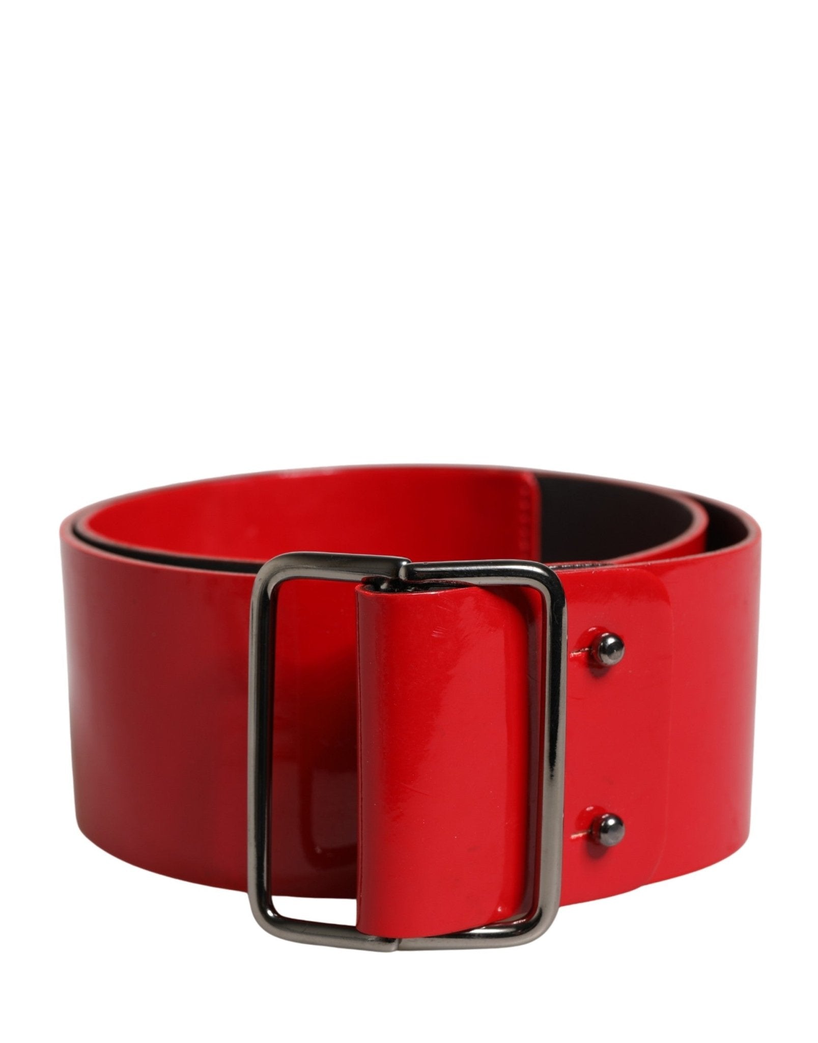 Costume National Red Wide Waist Silver Metal Buckle Belt - RIMODA