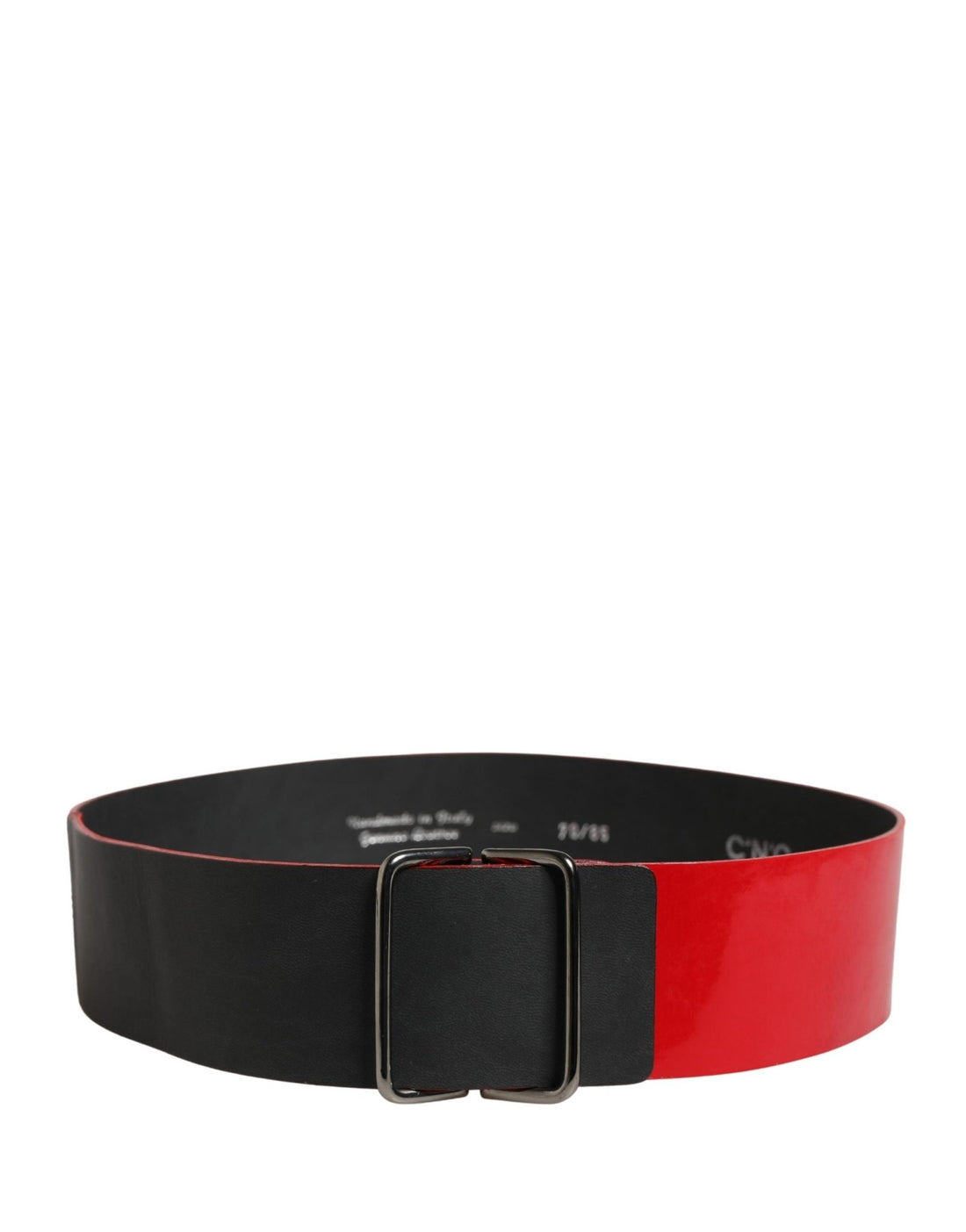 Costume National Red Wide Waist Silver Metal Buckle Belt - RIMODA