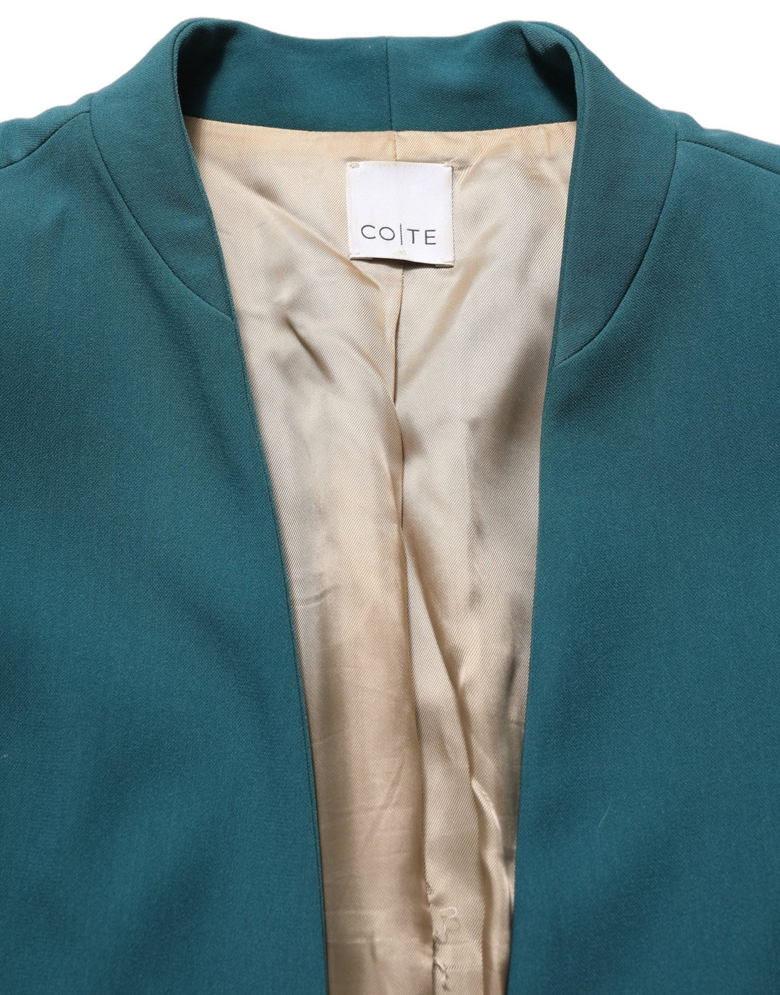 CO|TE Dark Green Beige Polyester Overcoat Women Blazer Jacket - RIMODA